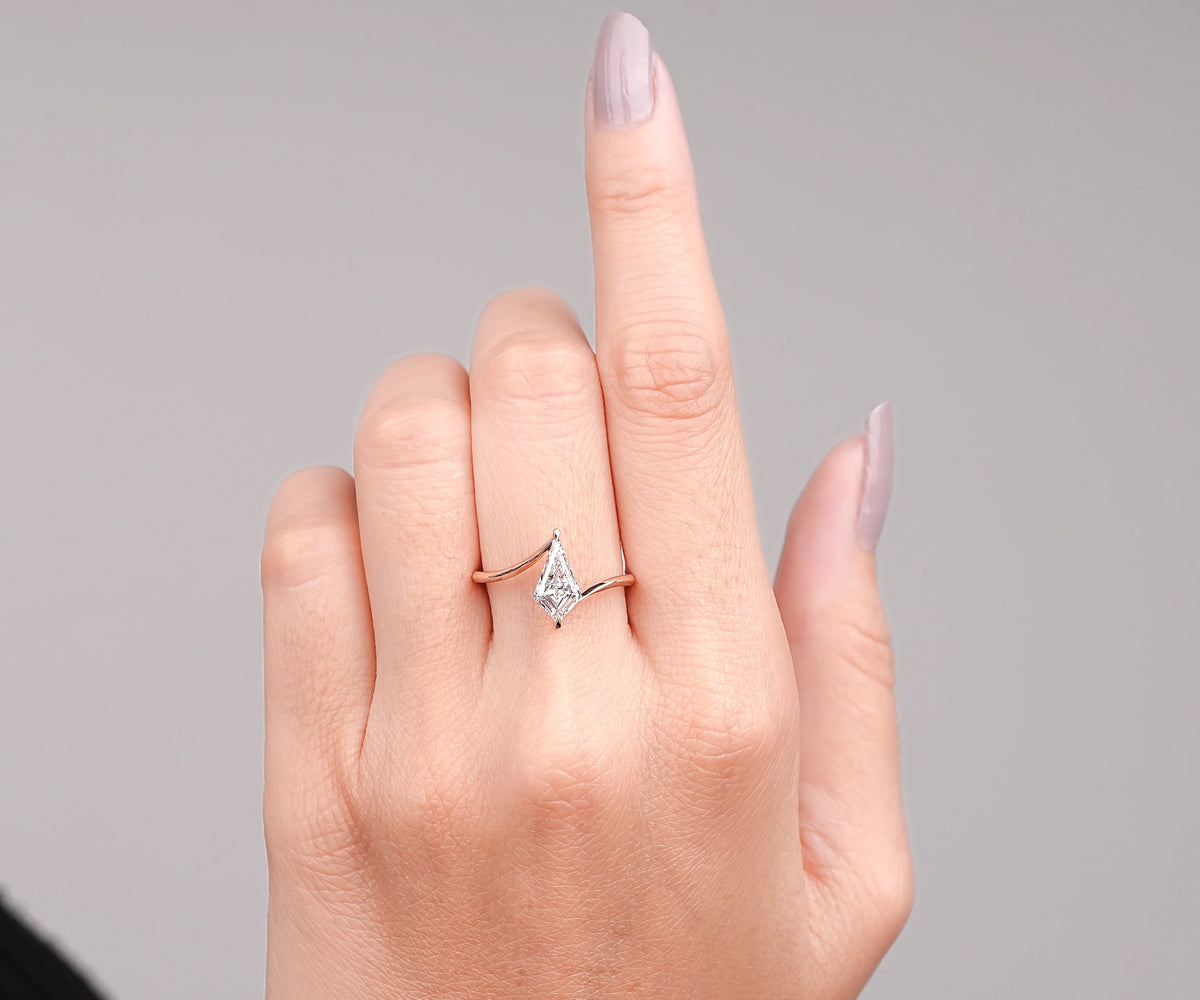 Solitaire Bypass Kite Shape Lab Diamond Engagement Ring