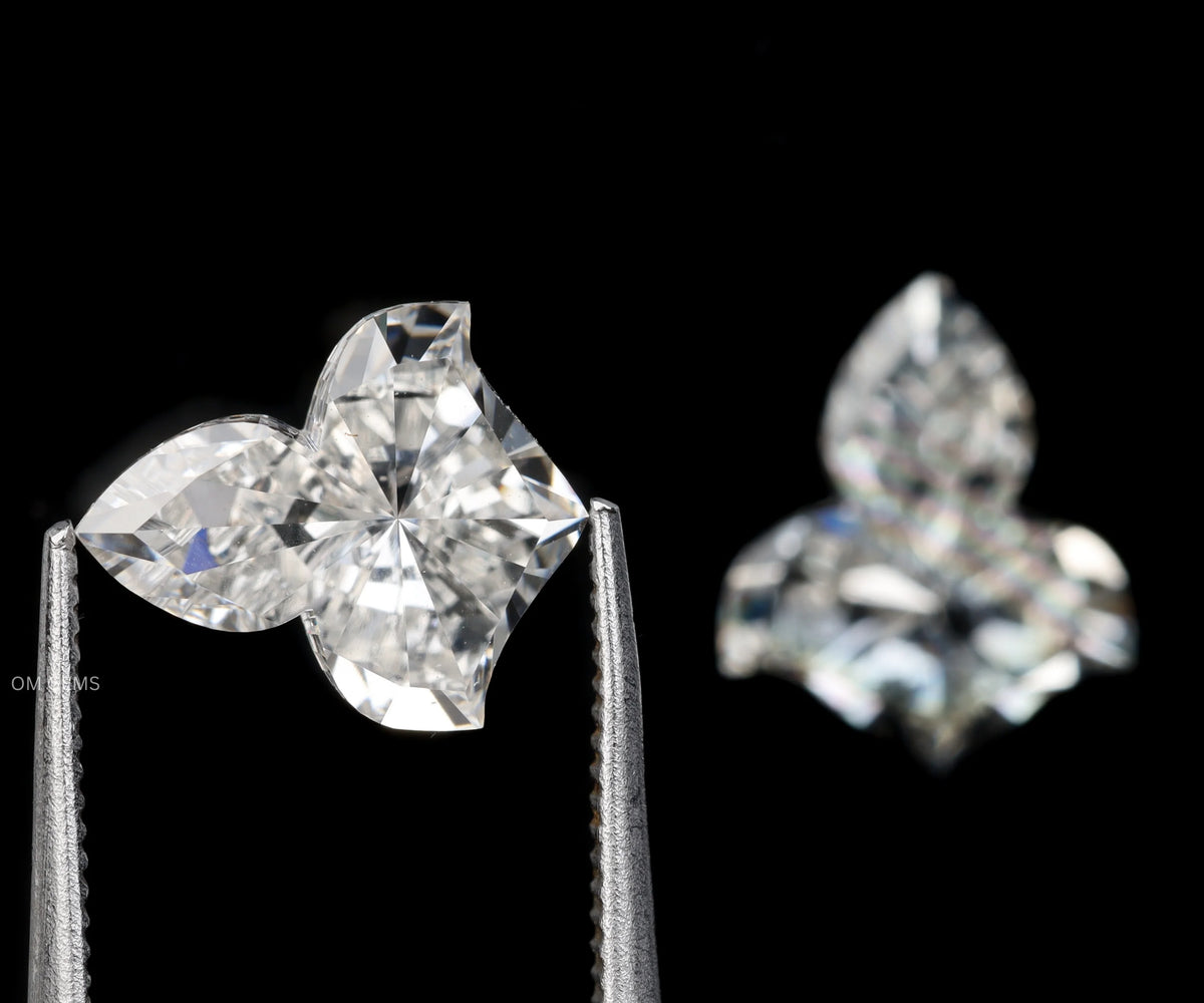 2.26 Carat Leaf Shape Full Cut Lab Grown Matched Diamond Pair