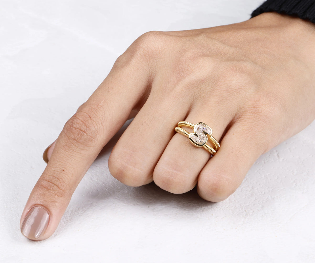 Custom S-Shaped Lab Grown Diamond Stackable Ring
