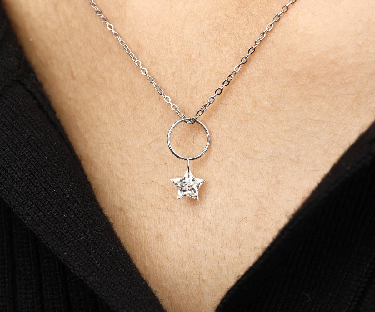 Drop Star Shape Lab Grown Diamond Gift for Her Pendant