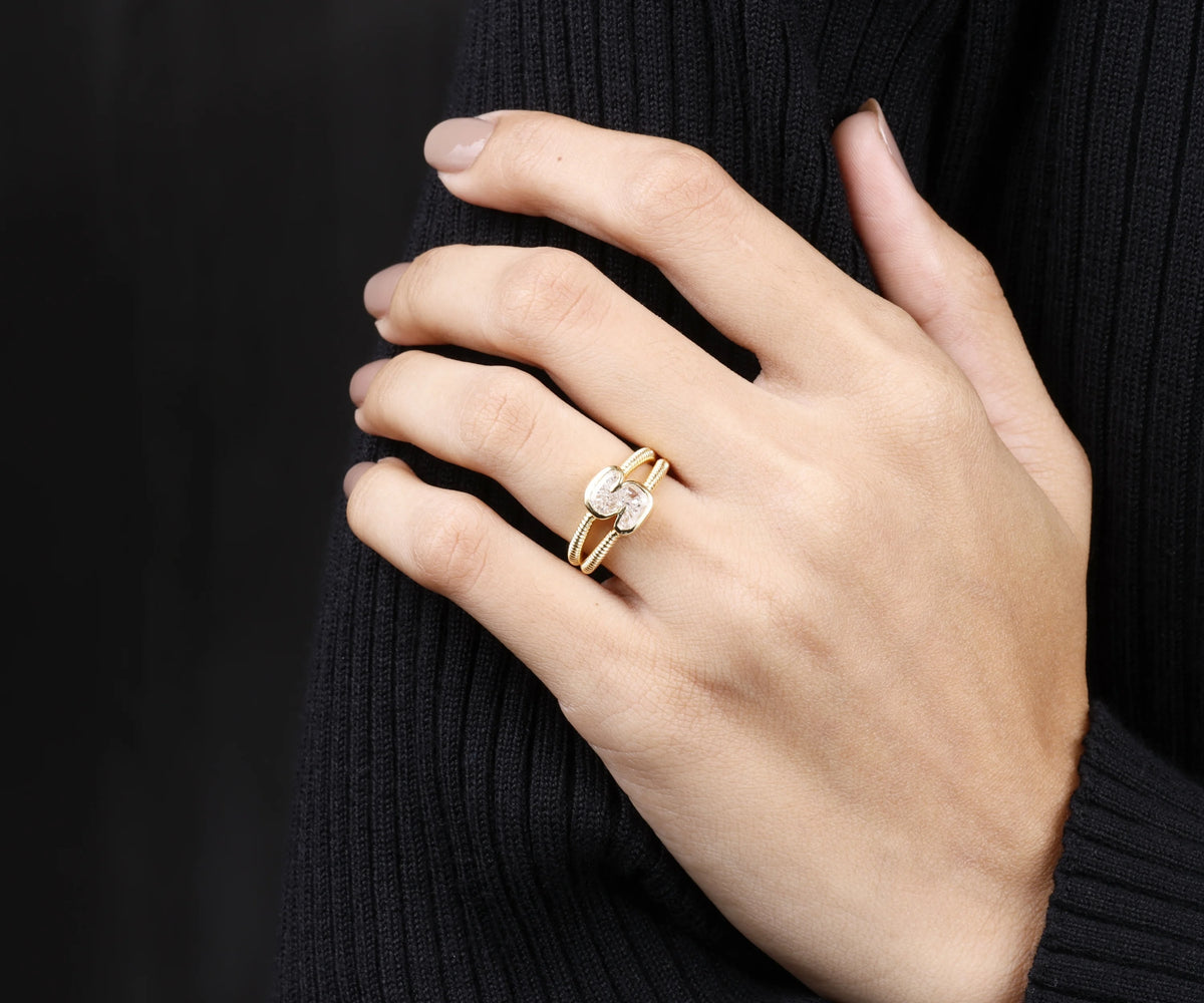 Custom S-Shaped Lab Grown Diamond Stackable Ring