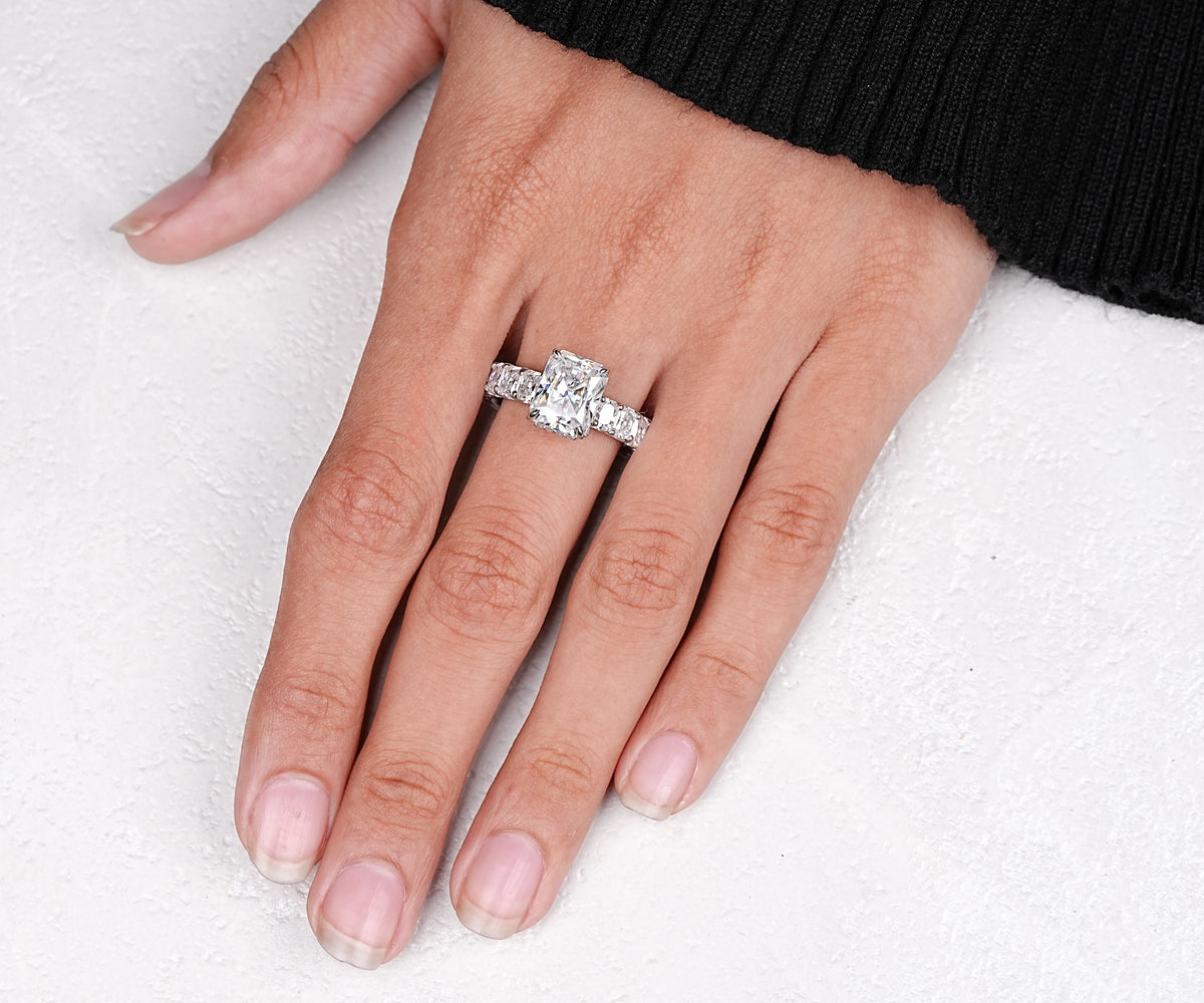 Hidden Halo Radiant Cut Lab Grown Diamond Engagement Ring