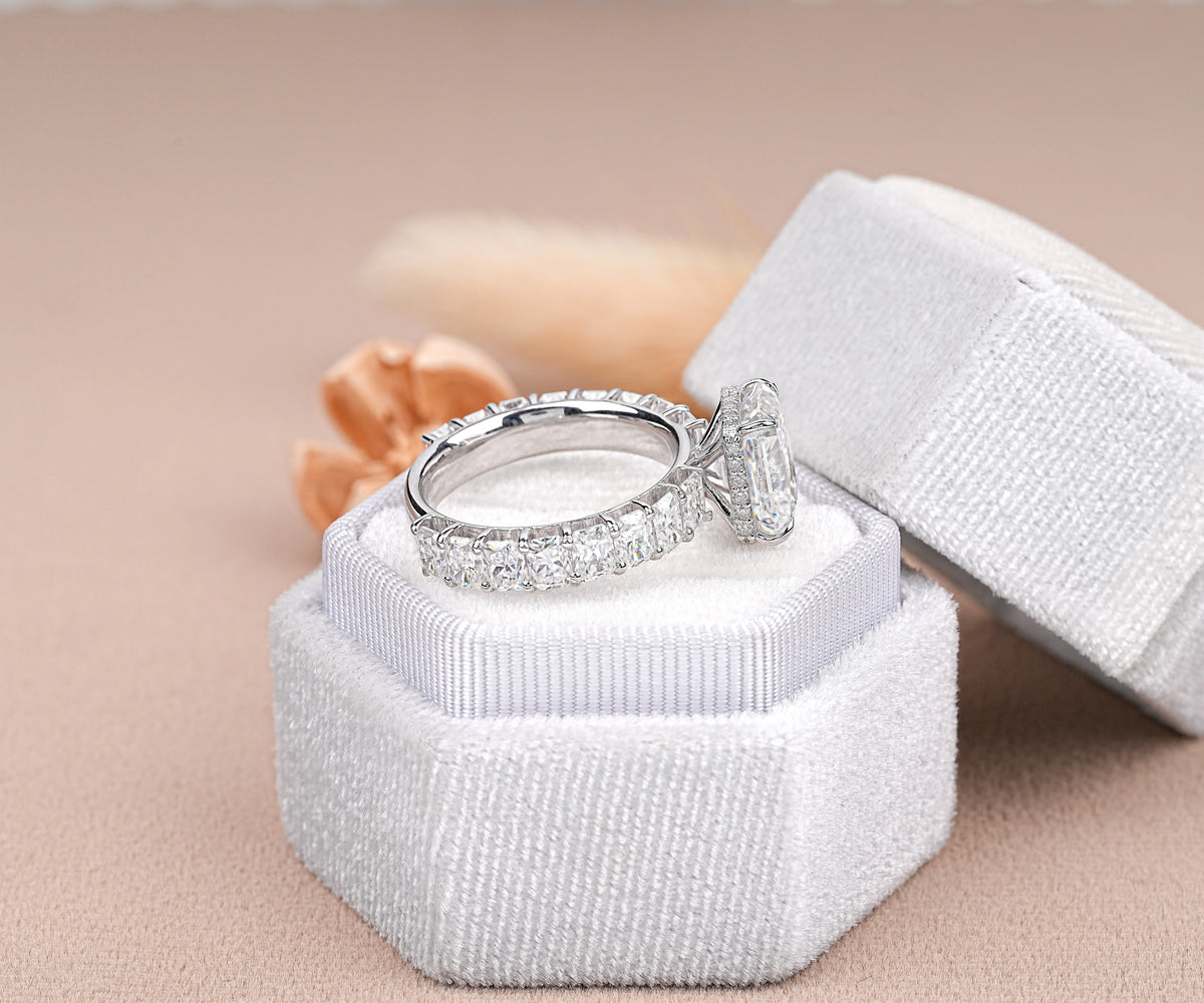 Hidden Halo Radiant Cut Lab Grown Diamond Engagement Ring