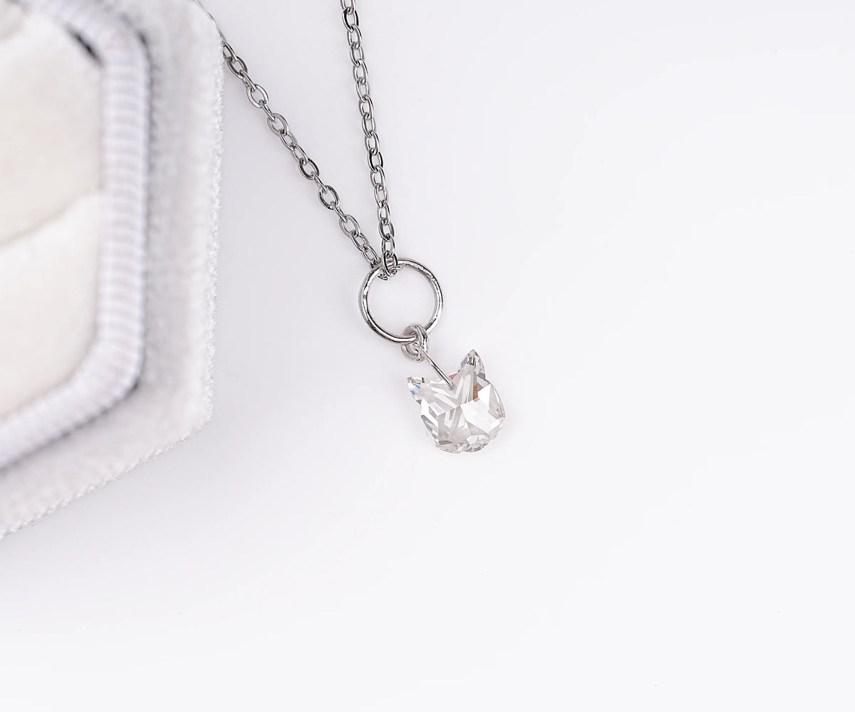 Cat Face Cut Lab Grown Diamond Drop Pendant