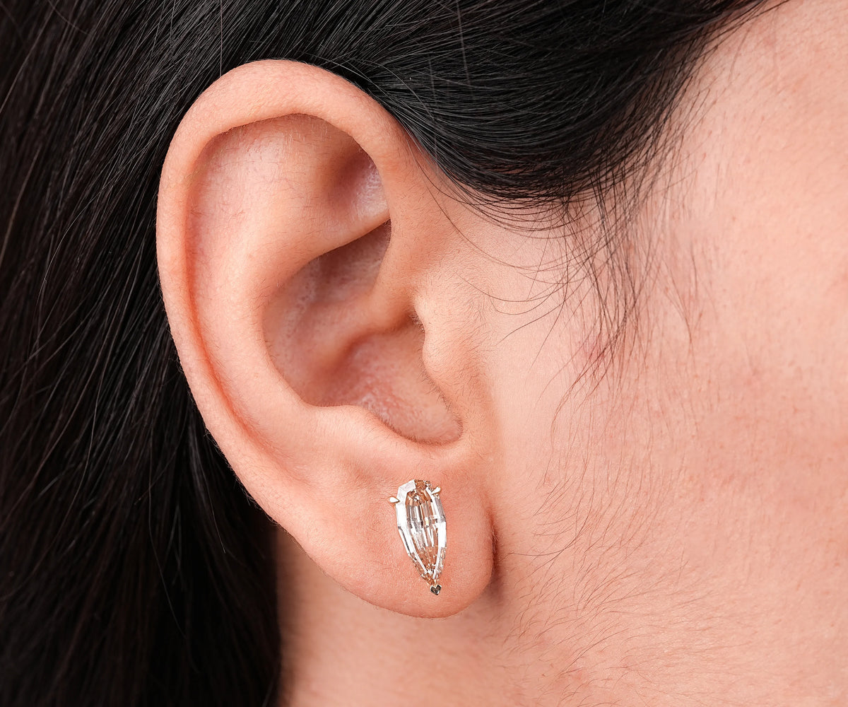 Solitaire Stud Fancy Champagne Pear Shape Lab Diamond Earrings