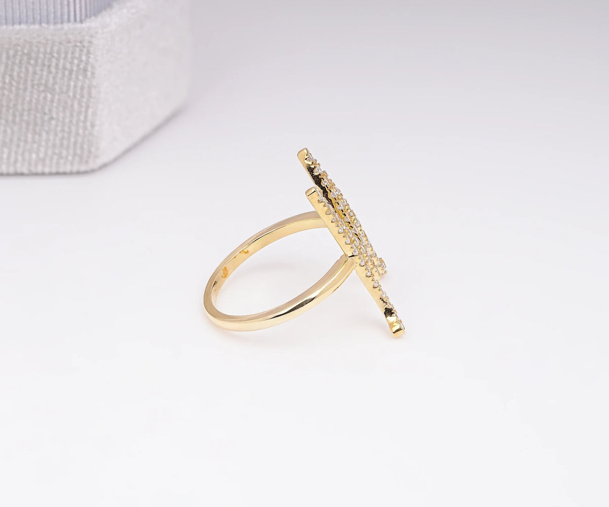 Initial Pavé M-Shaped Lab Grown Diamond Anniversary Ring
