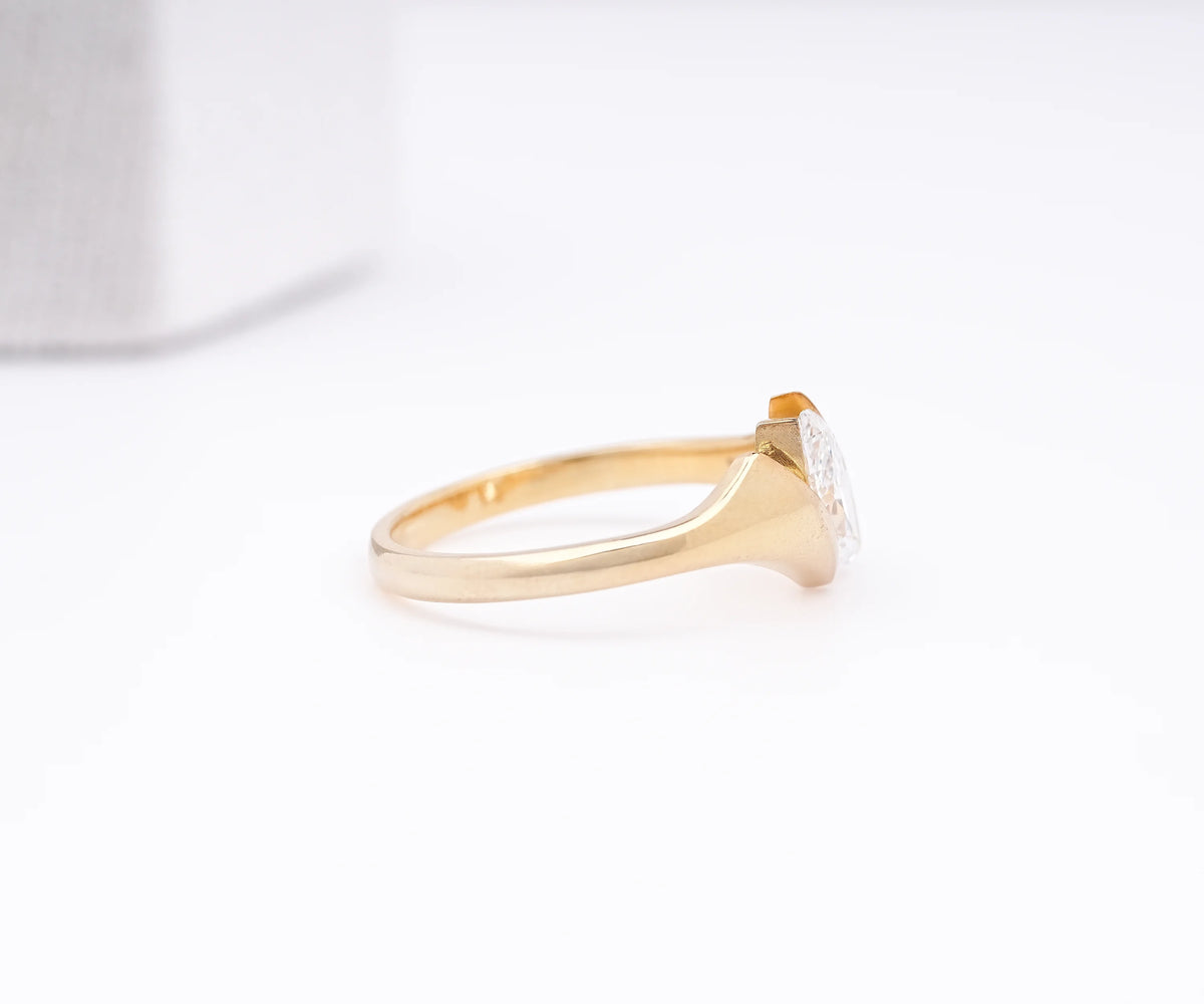 Marquise Shape Lab Grown Diamond Solitaire Bypass Engagement Ring
