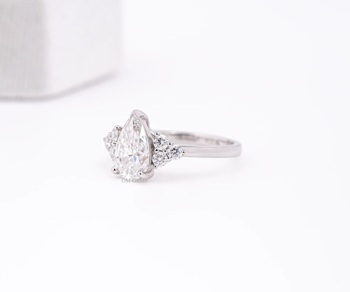 Pear Cut Lab Grown Diamond Cluster Engagement Ring