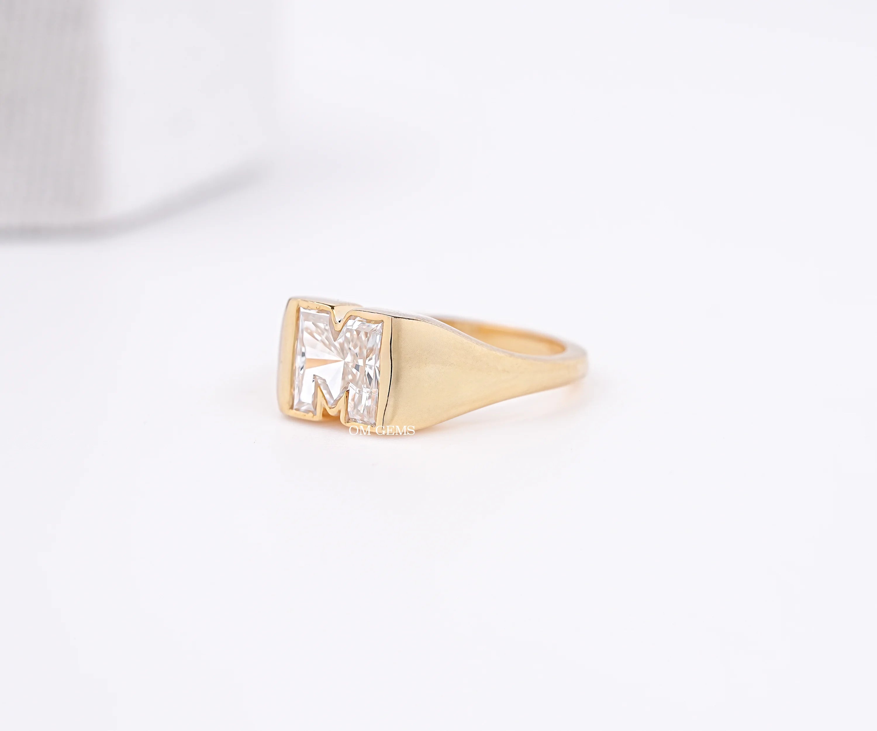 Lab Grown Diamond Custom M Shape Alphabet Ring