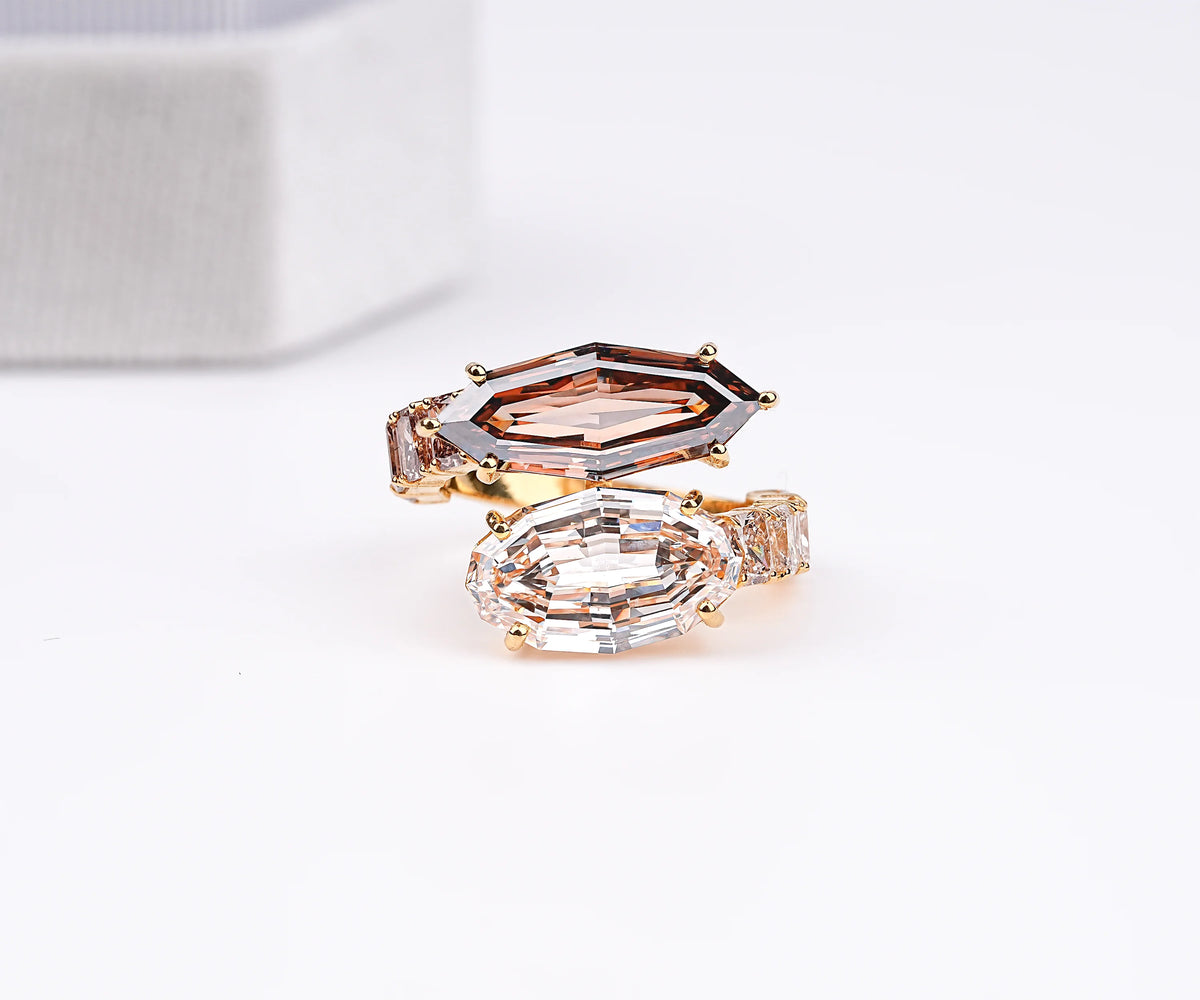 Toi Et Moi Bypass Marquise And Oval Lab Grown Diamond Anniversary Ring
