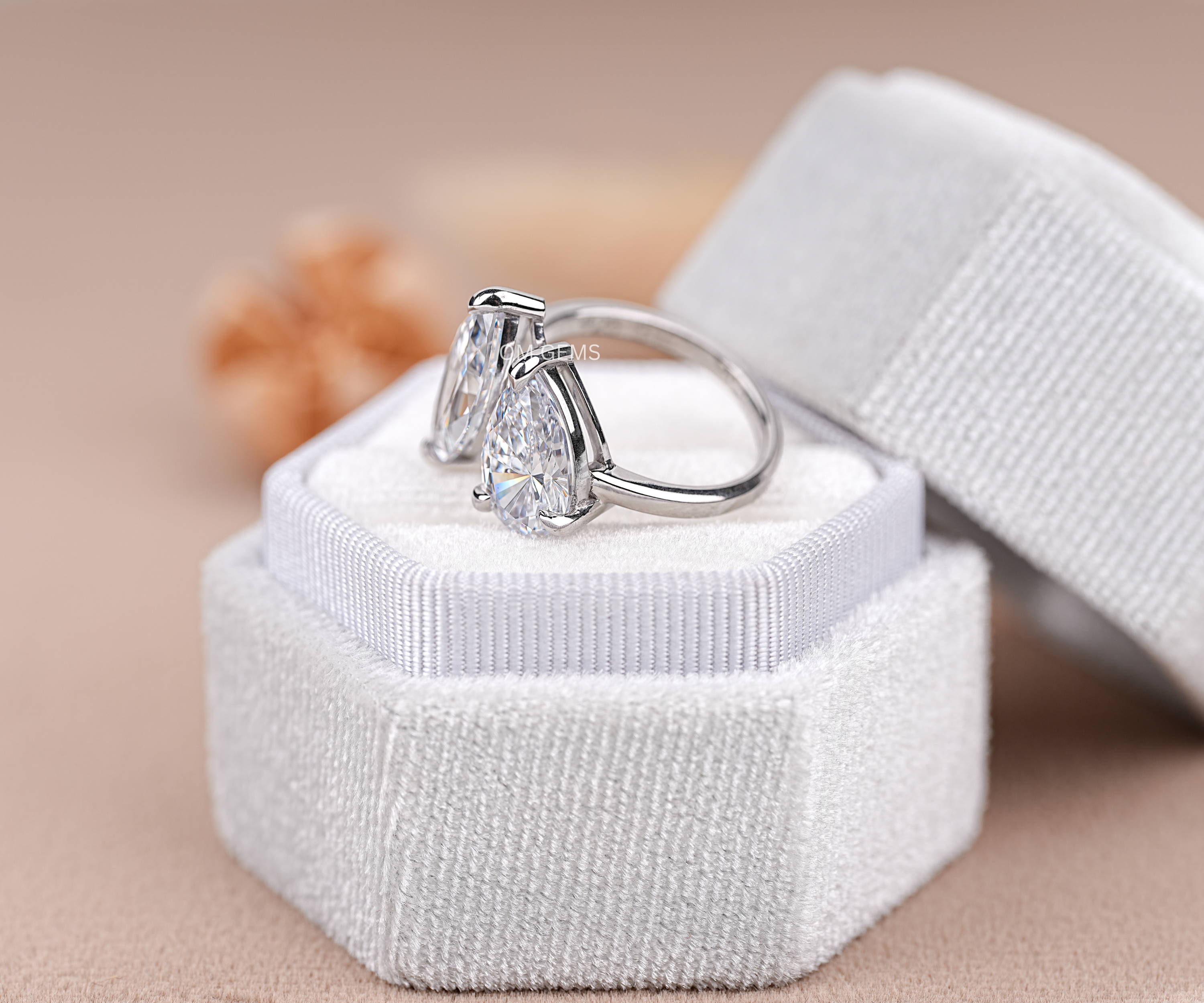Two Stone Marquise And Pear Cut  Lab Grown Diamond Ring