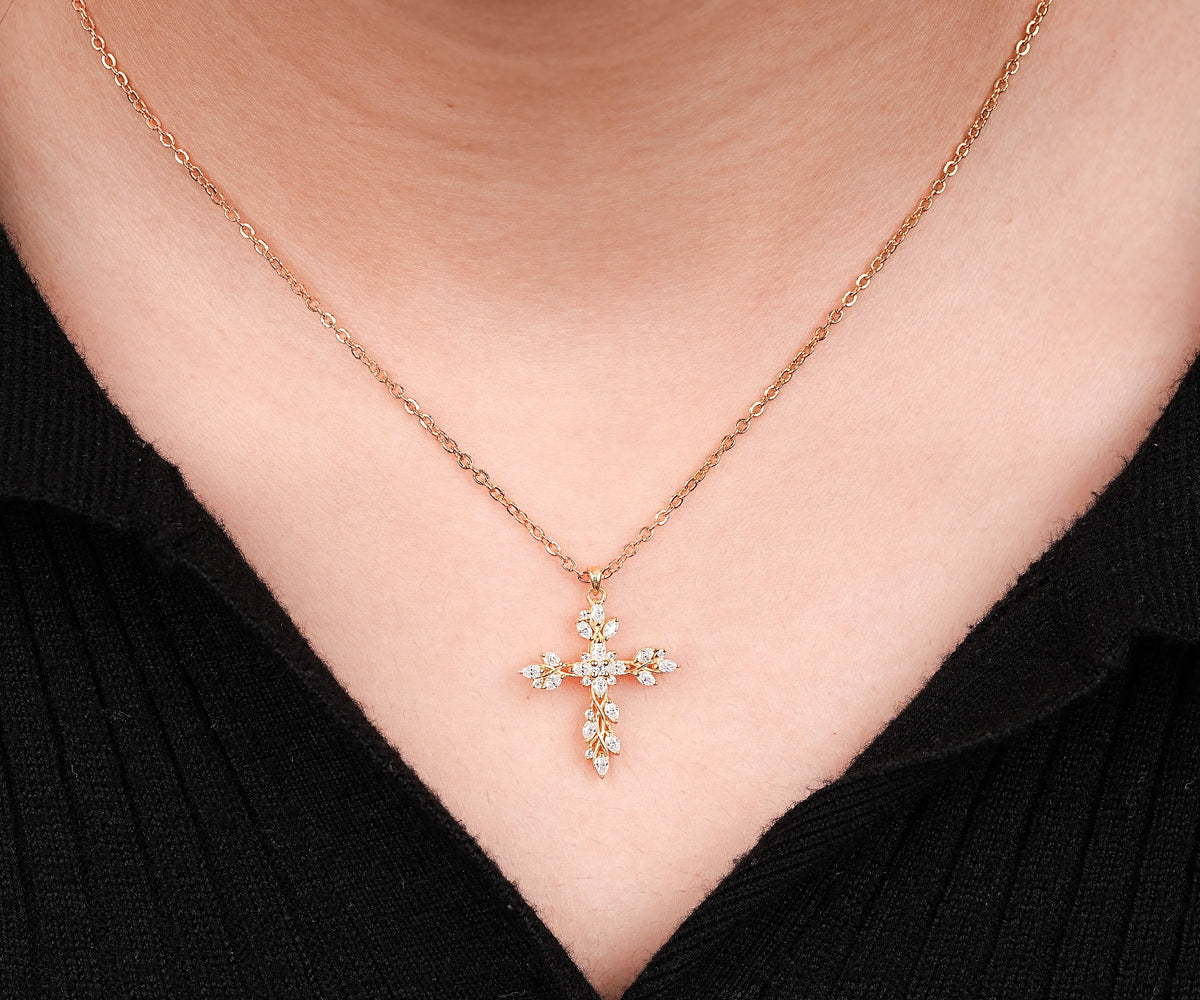 Twisted Cross Marquise and Round Lab Diamond Gift for Her Pendant