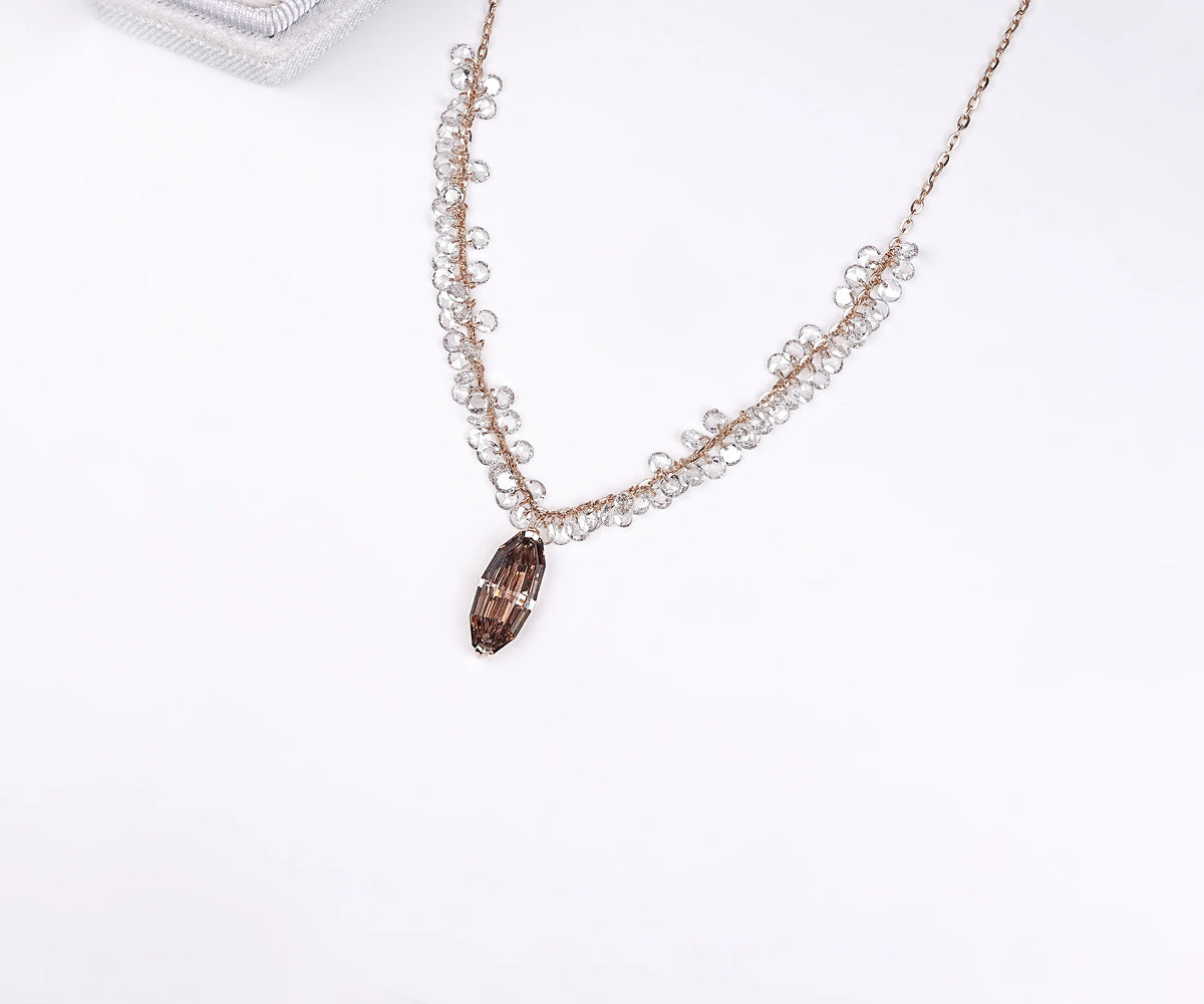 Briolette Drop Brown Marquise Lab Diamond Birthday Gift Necklace