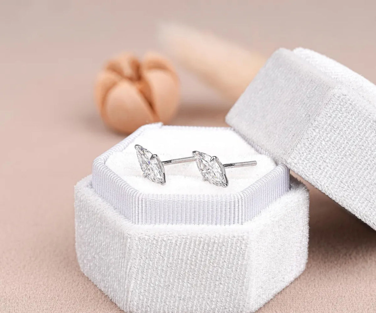 Solitaire Stud Marquise Shape Lab Diamond Gift for Her Earrings