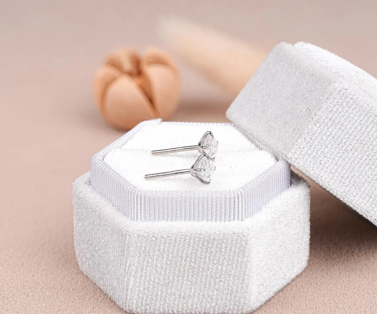 Solitaire Stud Marquise Shape Lab Diamond Gift for Her Earrings