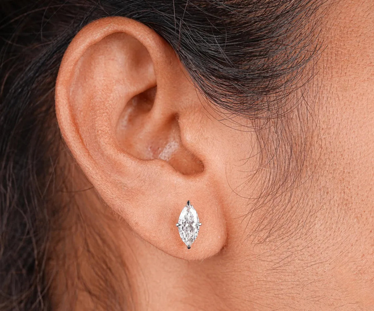 Solitaire Stud Marquise Shape Lab Diamond Gift for Her Earrings