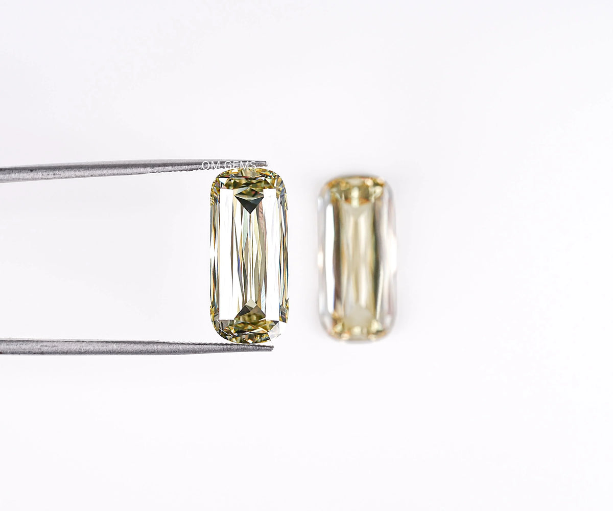 10.42 Carat Fancy Yellow Ashoka Criss Cut Lab Created Matched Diamond Pair