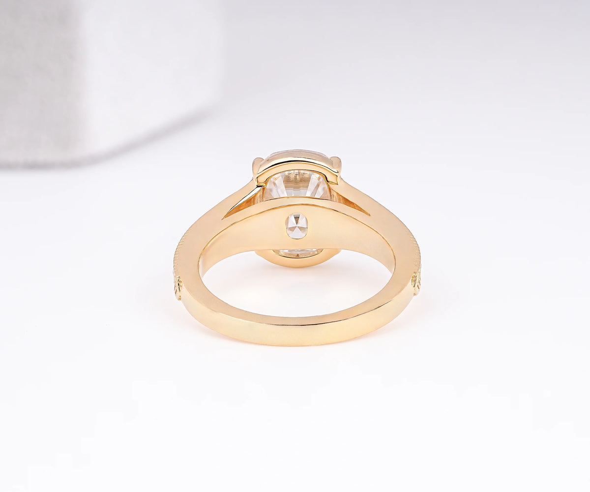 Art Deco Milgrain Elongated Cushion Shape Lab Diamond Engagement Ring