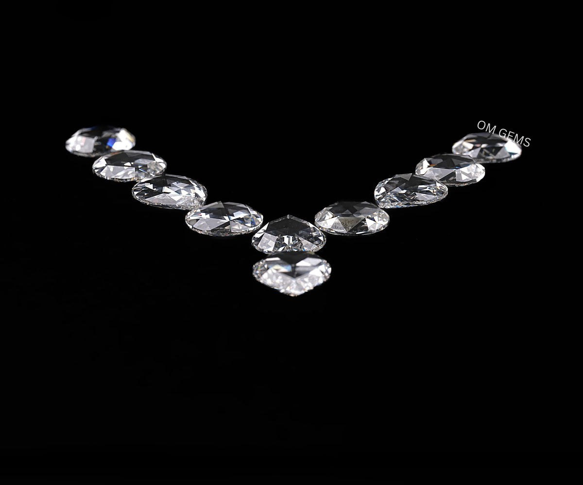 135 Carat Round and Pear Rose Cut Lab Grown Diamond Set for Necklace Making