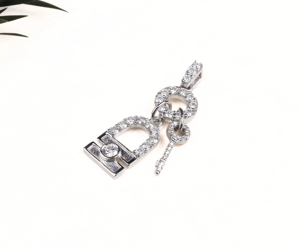 Iced Out Padlock and Key Moissanite Hip Hop Bling Jewelry Pendant