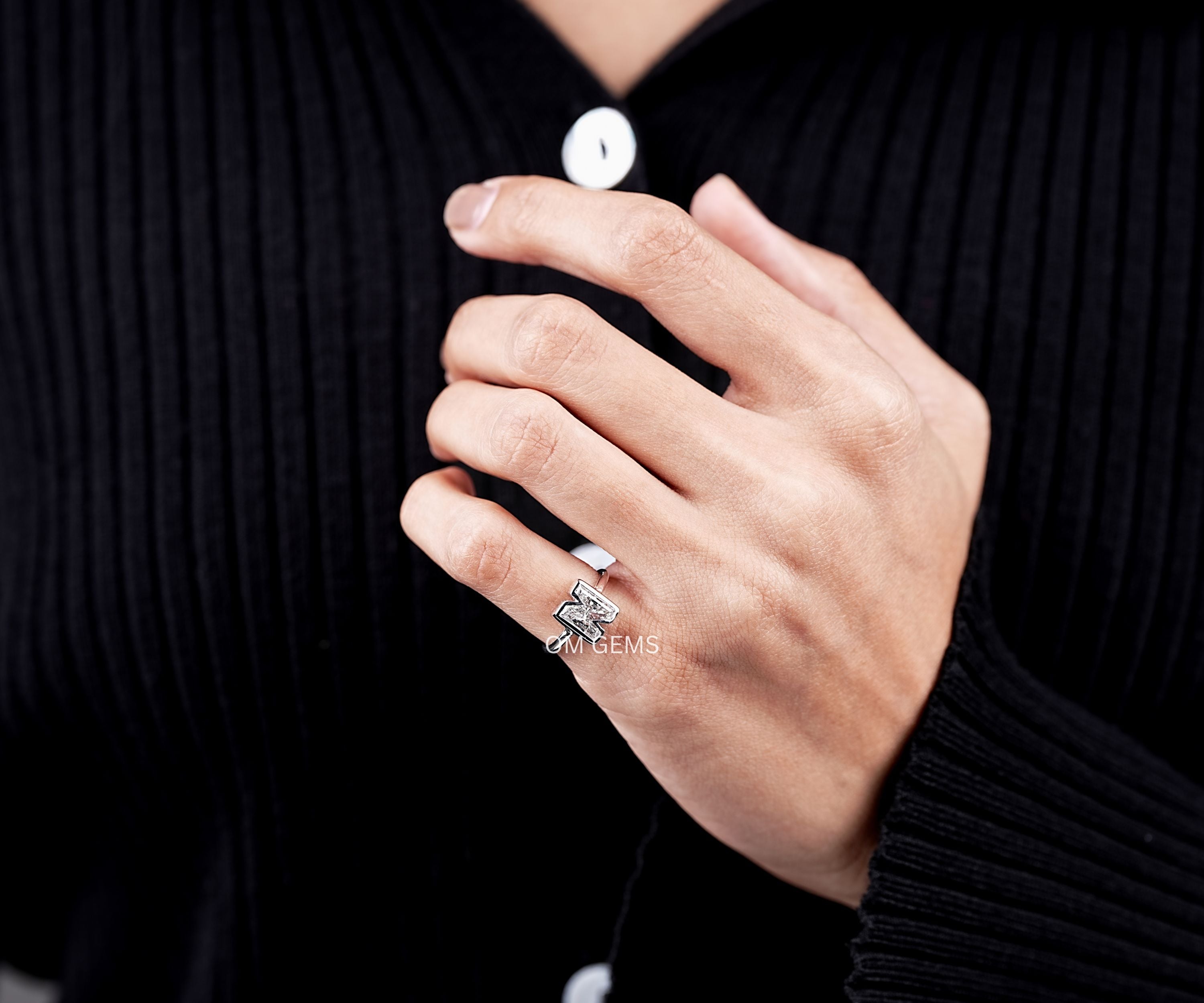 Lab Grown Diamond N Letter Initial Ring