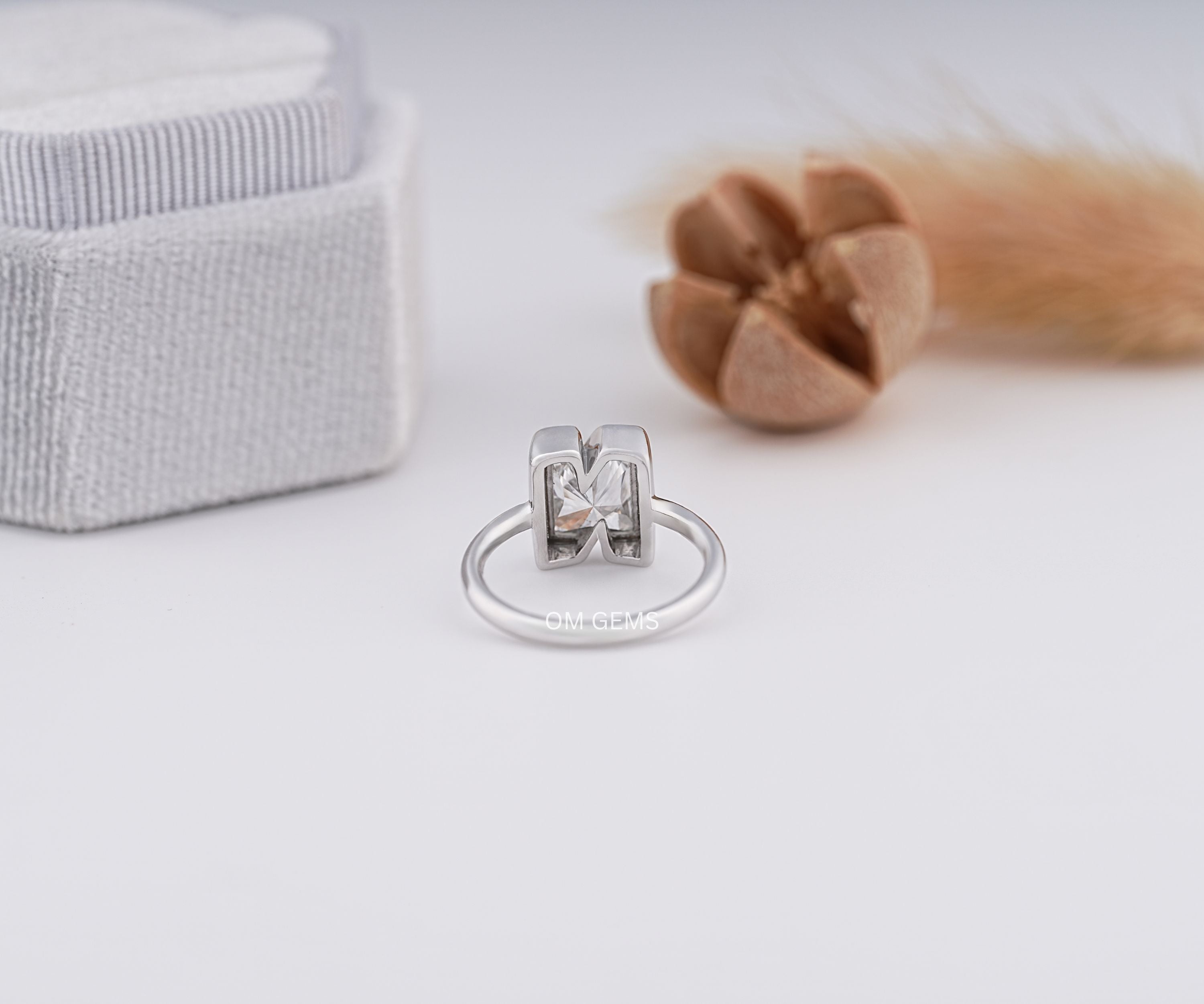 N Letter Diamond Initial Ring In White Gold 