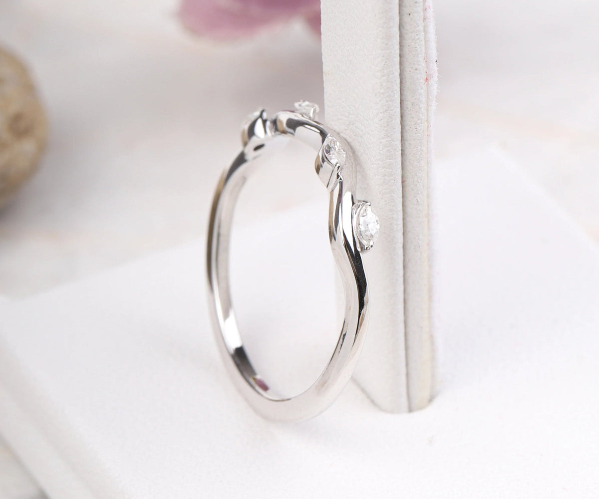 Nature Inspired Twig Marquise Shape Wedding Band