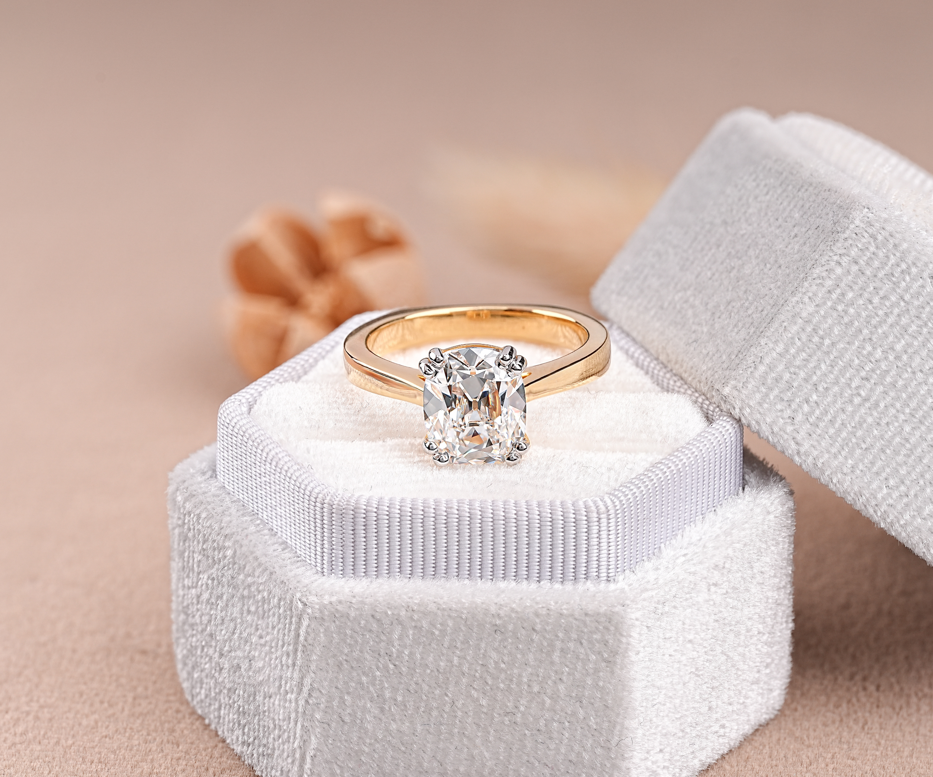 Old Mine Cushion Lab Grown Diamond Engagement Ring