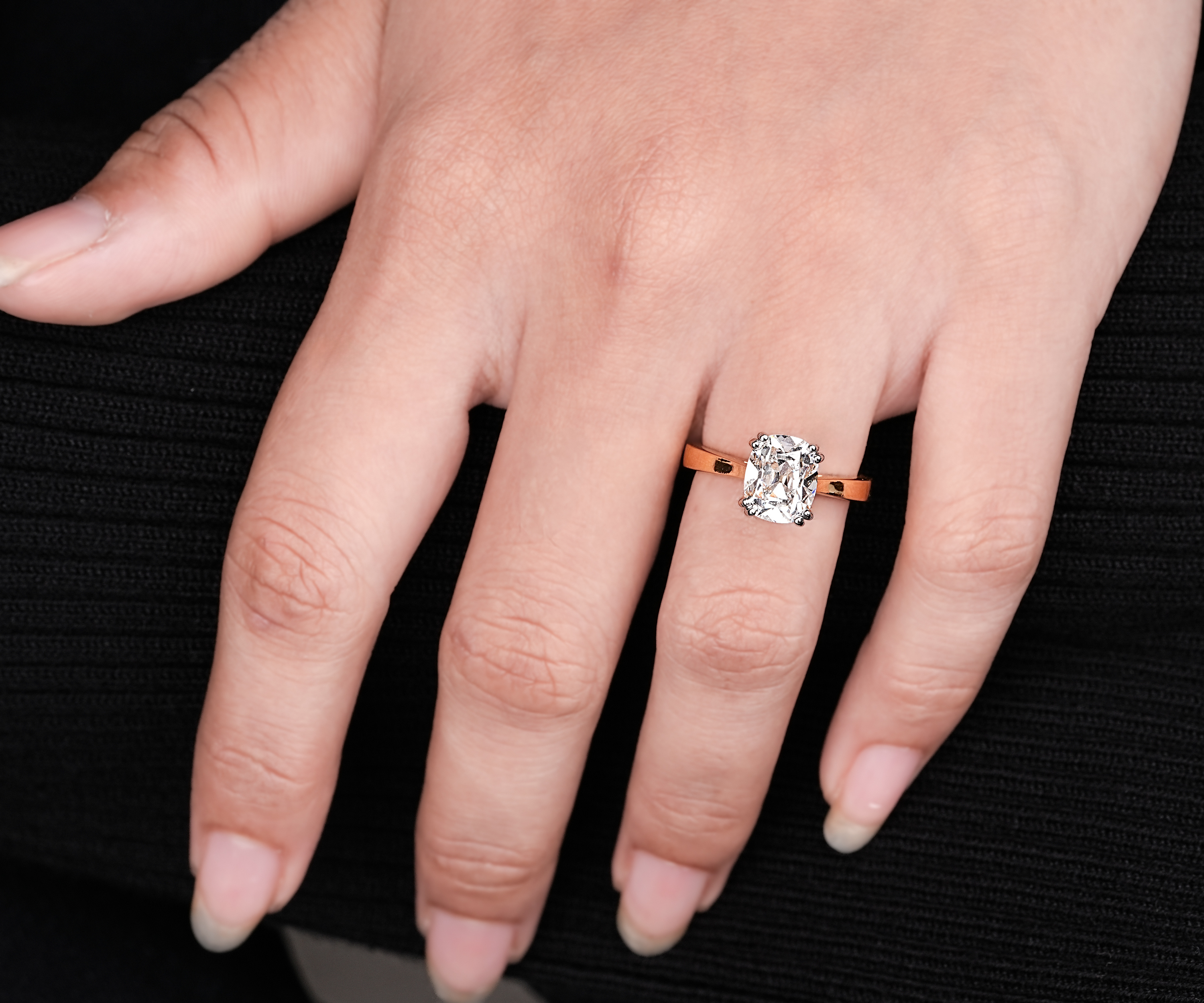 Old Mine Cushion Lab Grown Diamond Engagement Ring