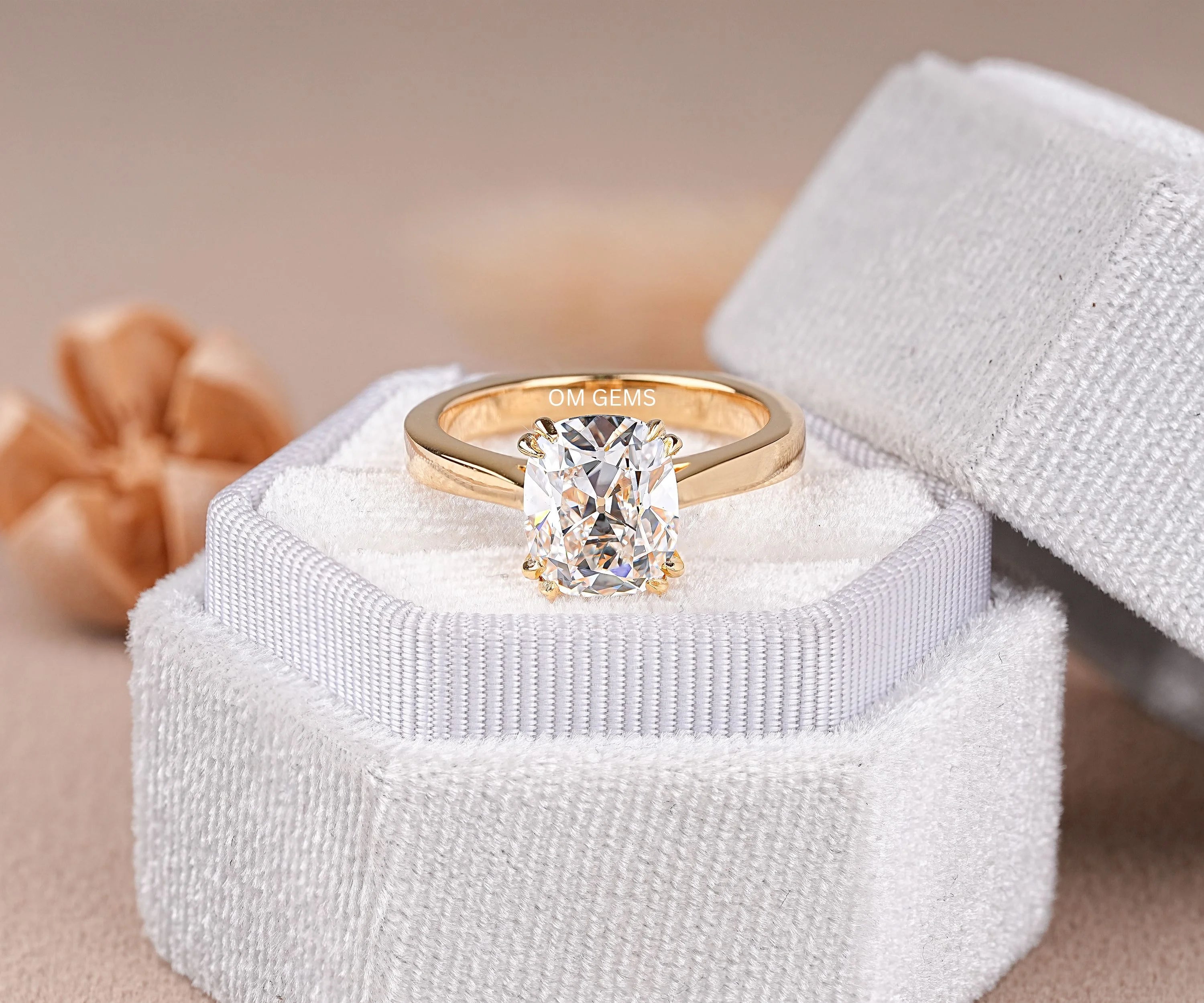 Old Mine Cushion Lab Grown Diamond Ring