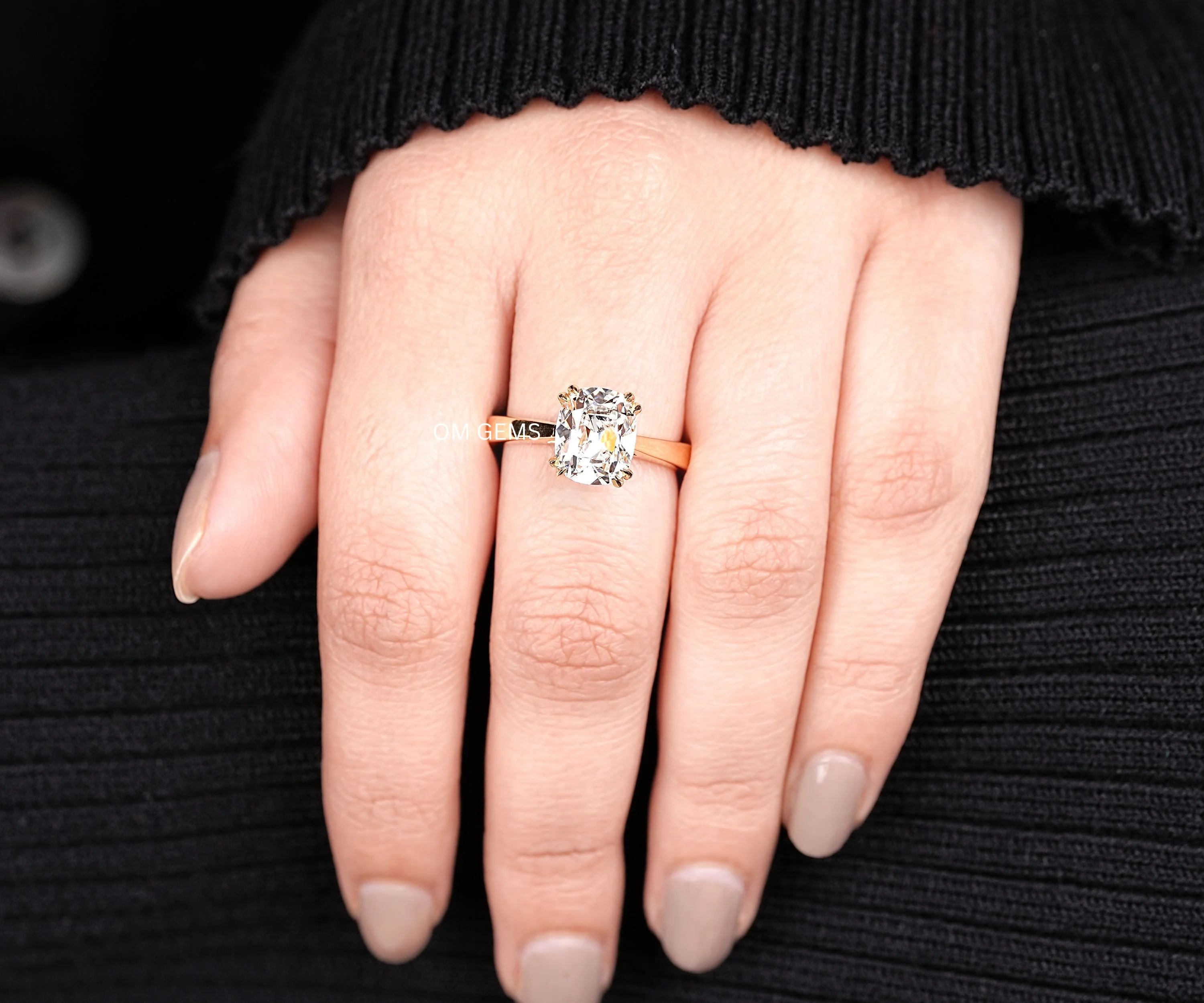 Old Mine Cushion Lab Grown Diamond Ring