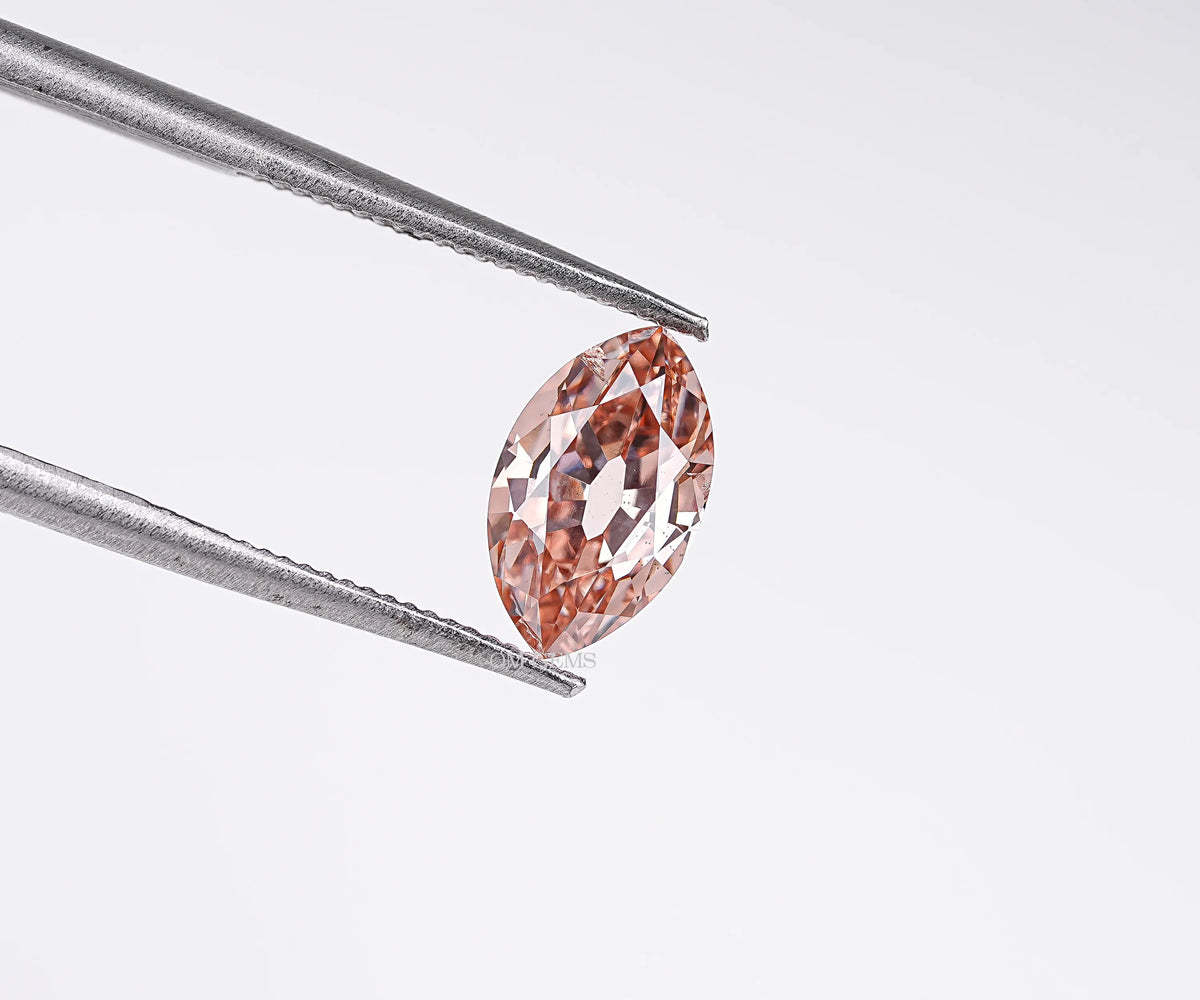 0.87 Carat Fancy Champagne Marquise Old Mine Cut Lab Grown Diamond