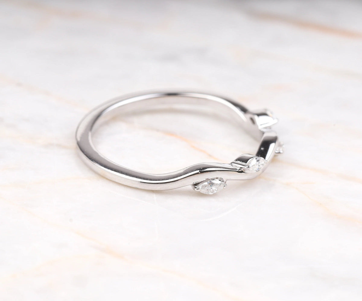 Nature Inspired Twig Marquise Shape Wedding Band