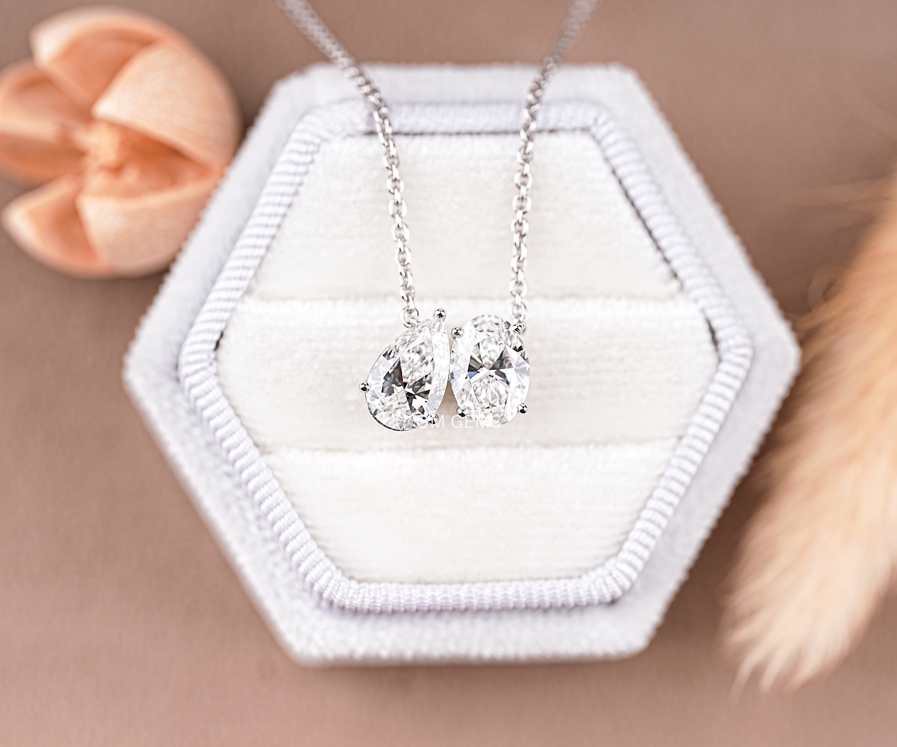 Oval And Pear Lab Grown Diamond Toi Et Moi Pendant