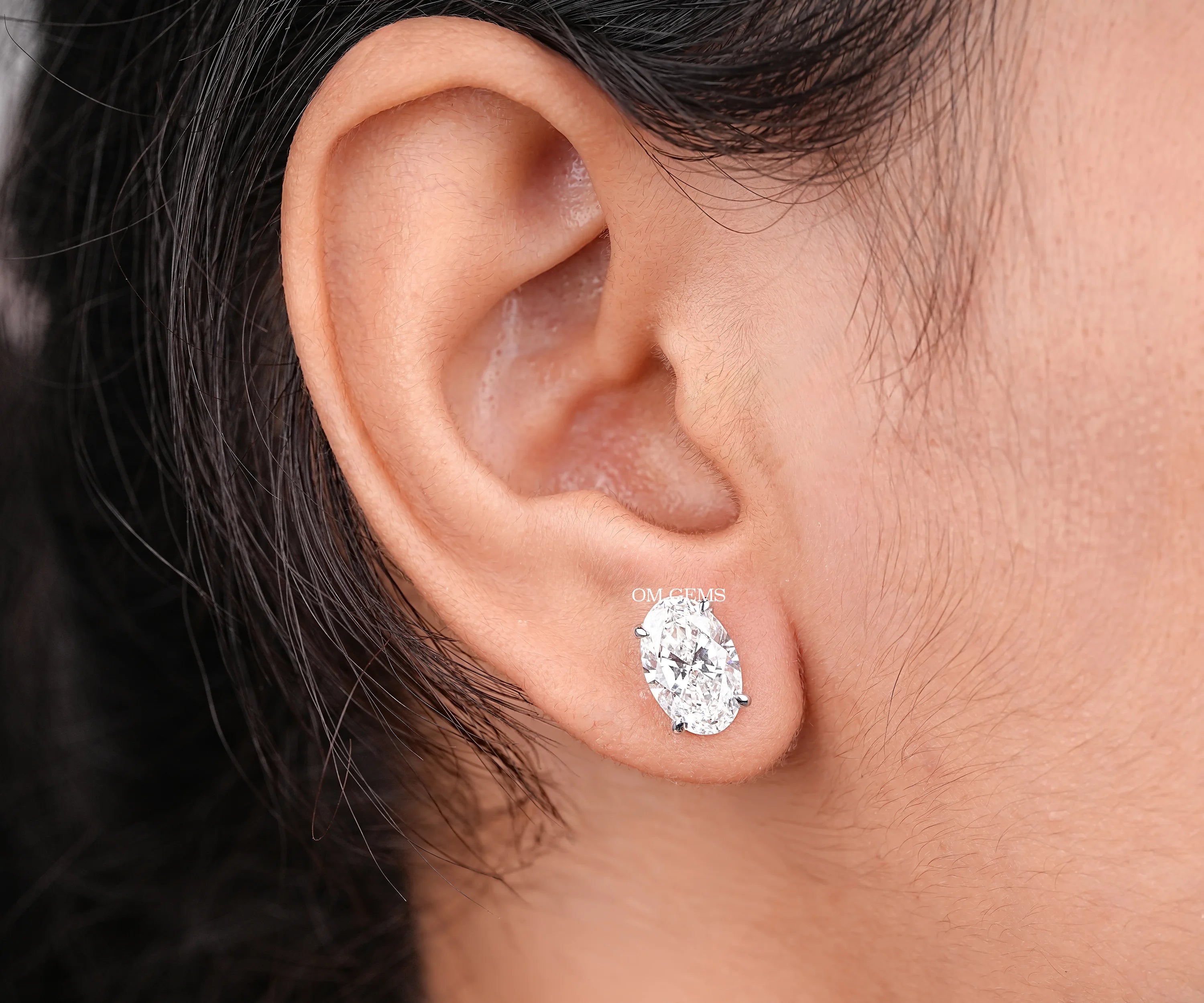 Oval Cut Lab Grown Diamond Stud Earrings