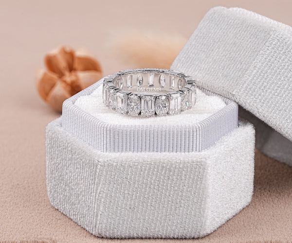 Full Eternity Oval And Emerald Shape Lab Grown Diamond Wedding Band