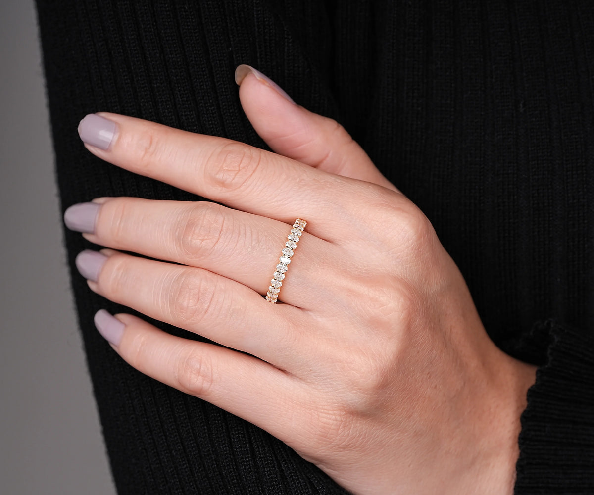 Half Eternity Oval Shape Gemstone Wedding Band