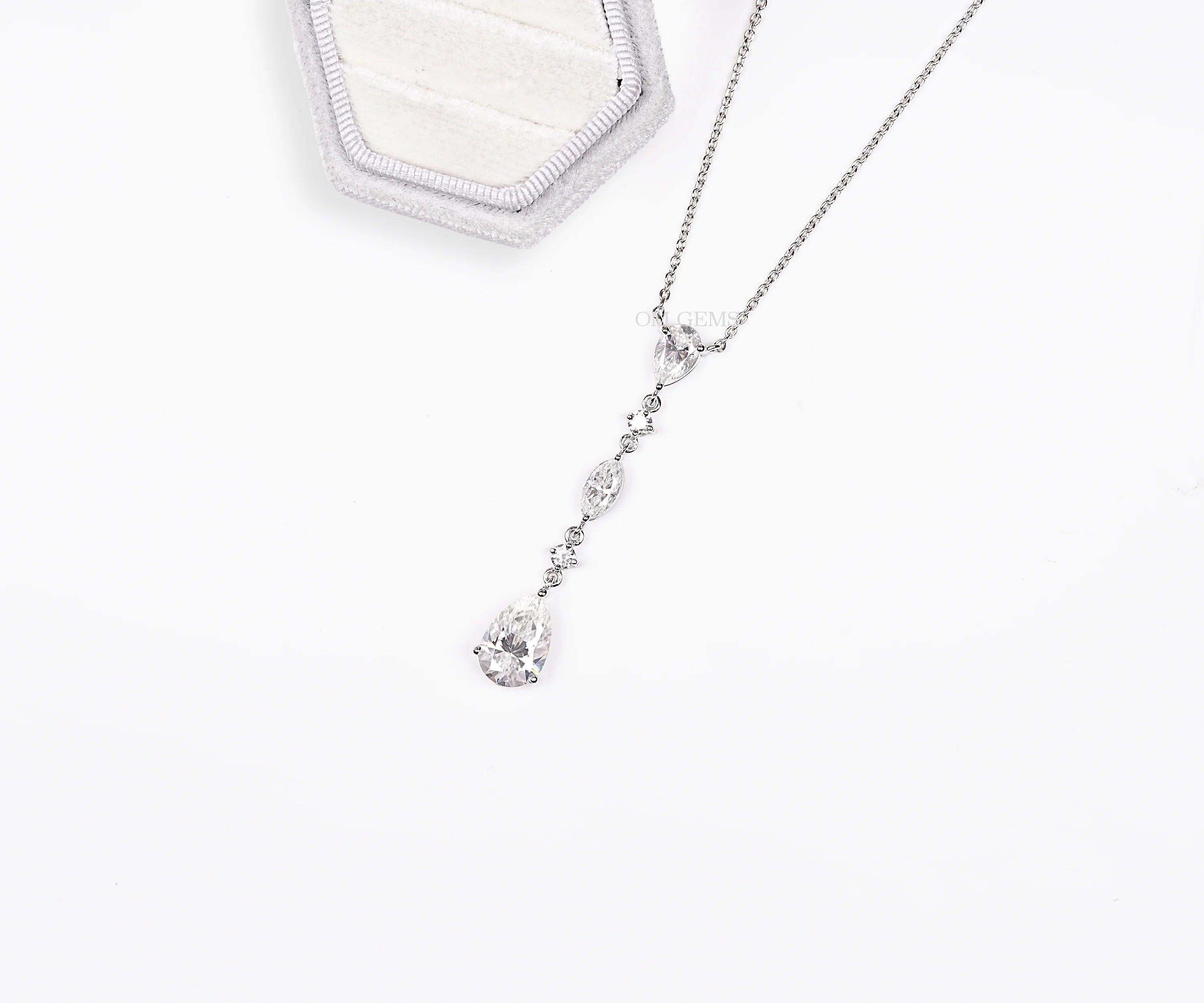 Pear Lab Grown Diamond Teardrop Multistone Necklace