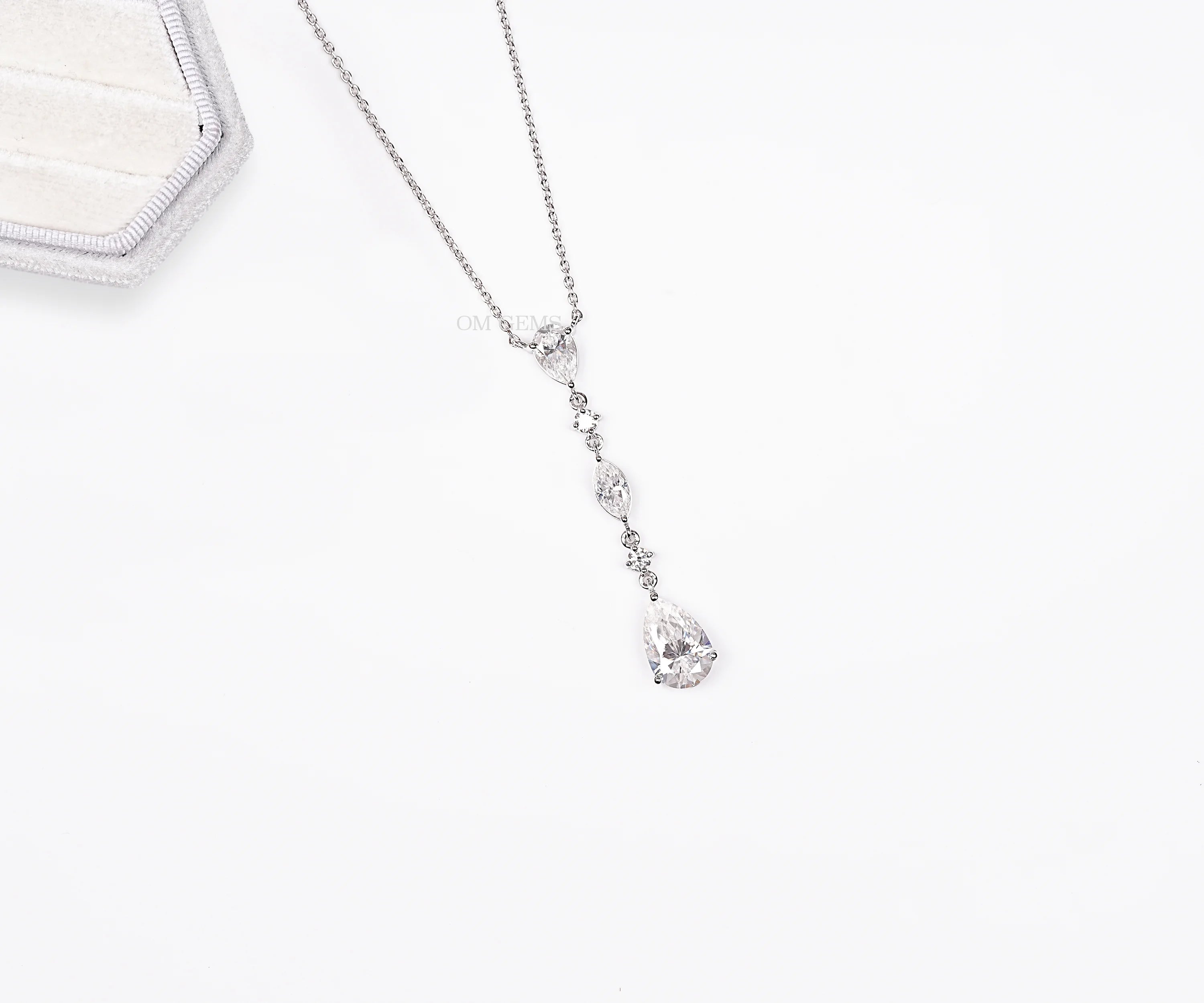 Pear Cut Lab Grown Diamond Teardrop Multistone Necklace