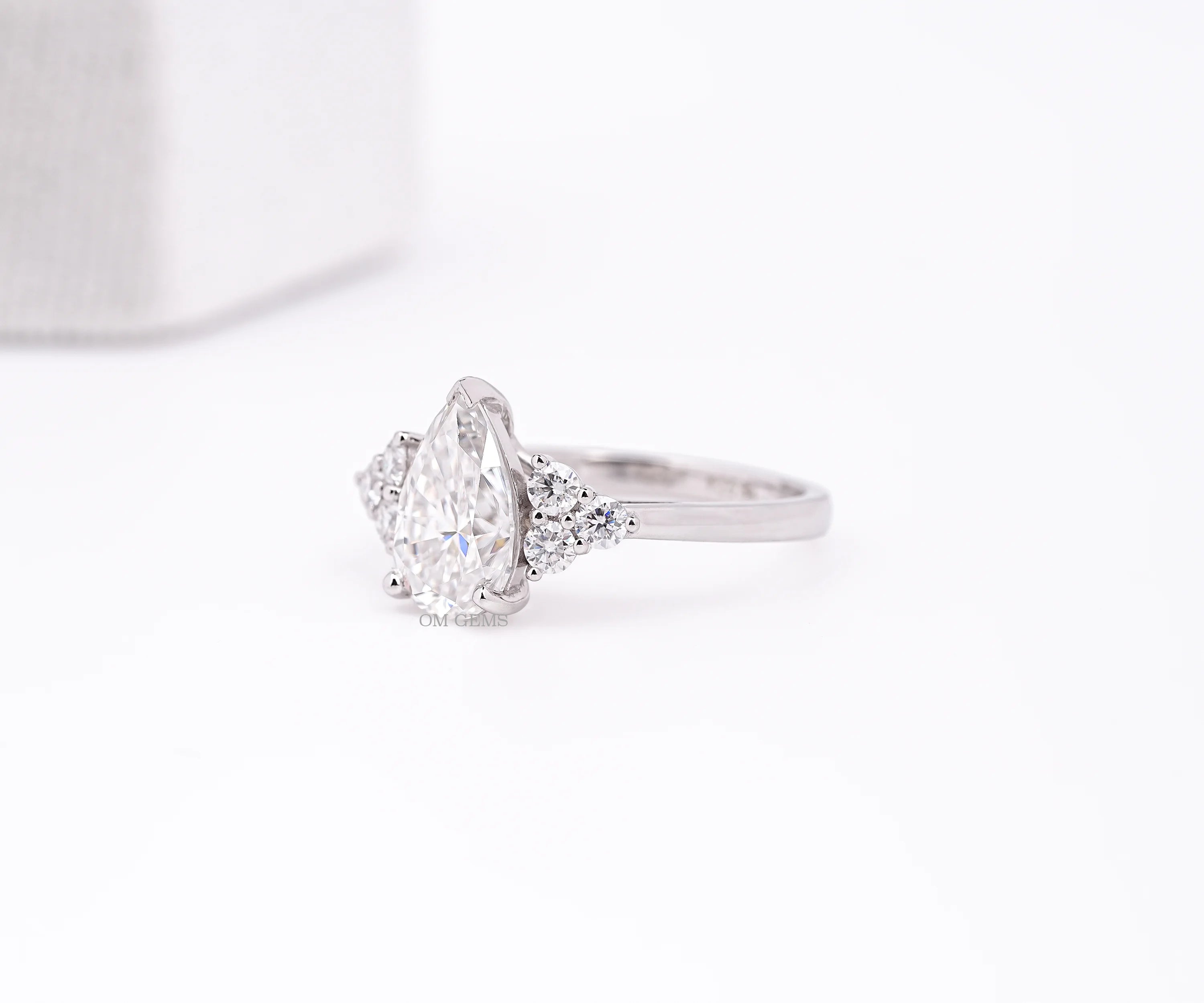 Pear Cut Lab Grown Diamond Cluster Engagement Ring