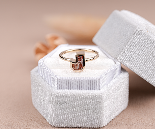Custom Fancy Pink J-Shaped Lab Diamond Anniversary Ring
