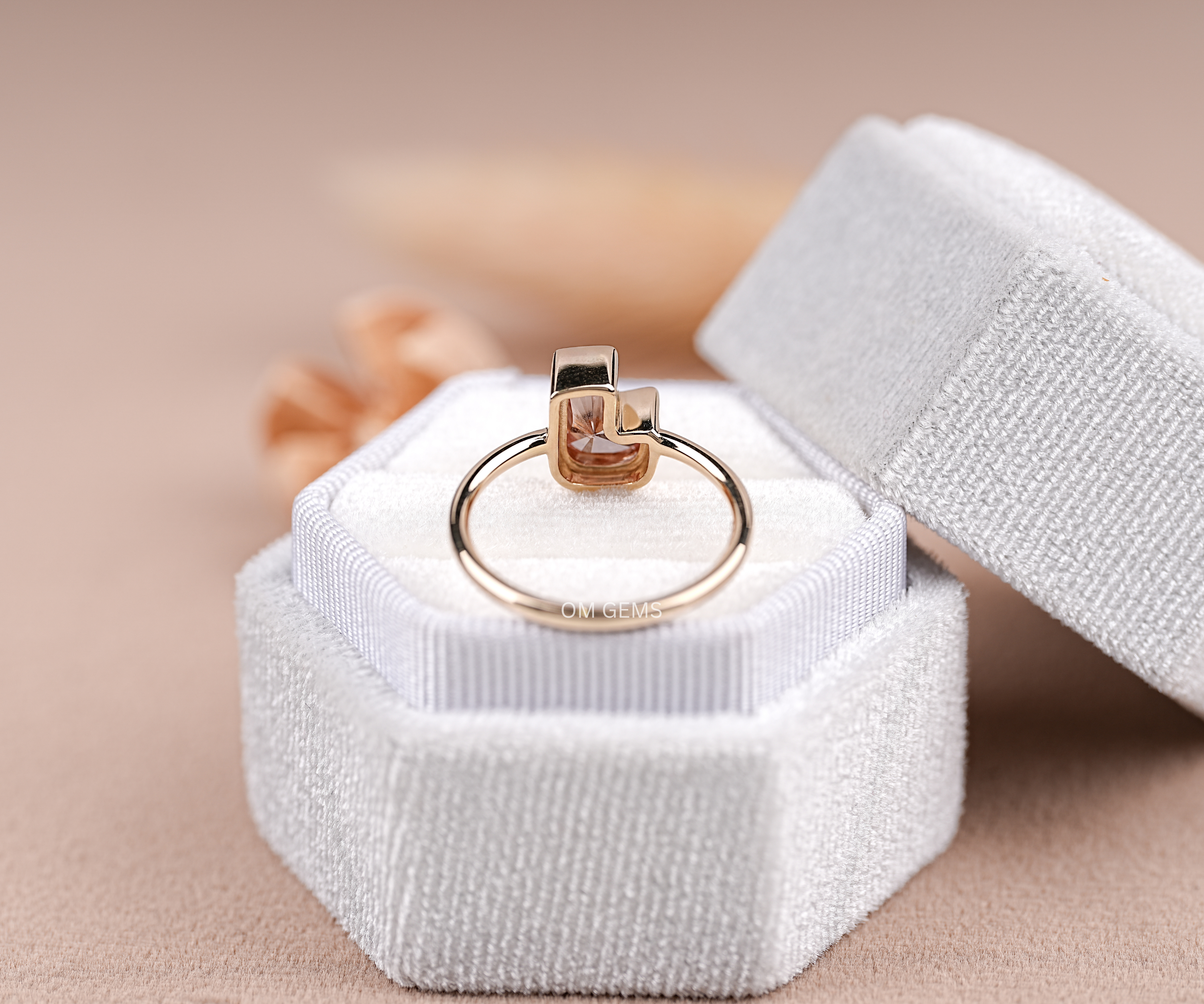 Yellow Gold Pink J Alphabet Initial Ring For Women
