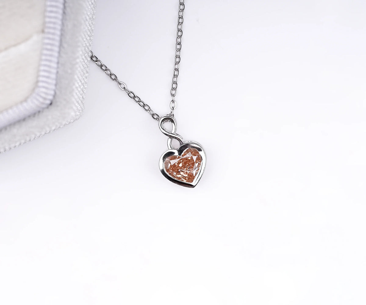 Bezel Fancy Pink Heart Shape Lab Diamond Anniversary Gift Pendant