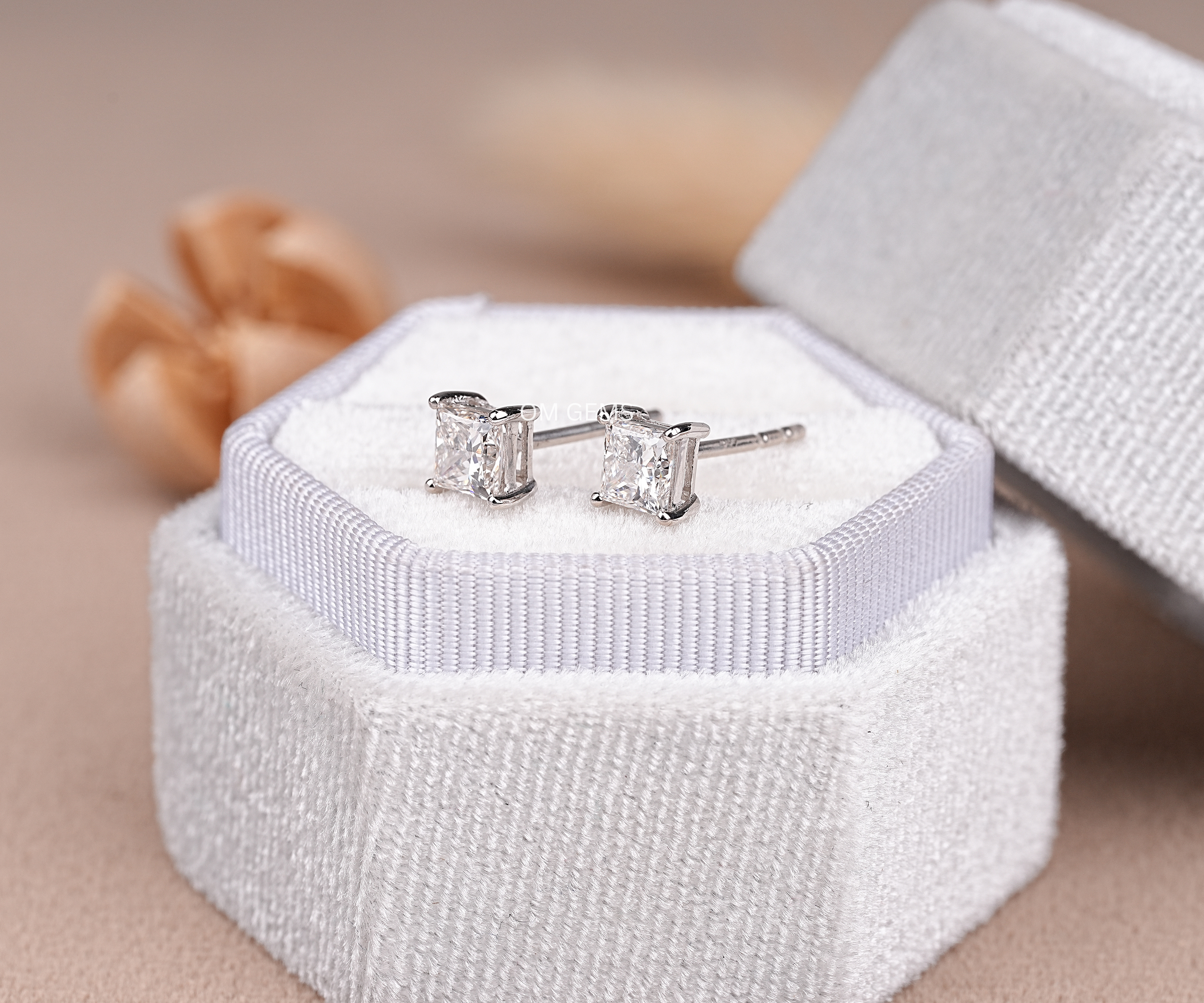 Princess Cut Lab Grown Diamond Stud Earrings
