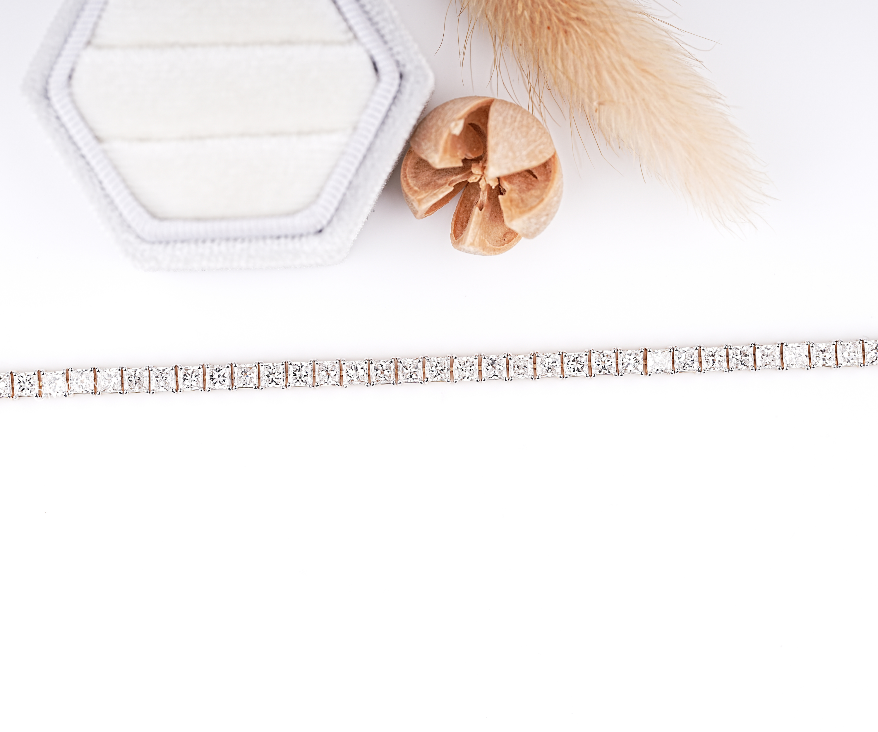 Princess Cut Lab Grown Diamond  Yellow Gold Tennis Bracelet
