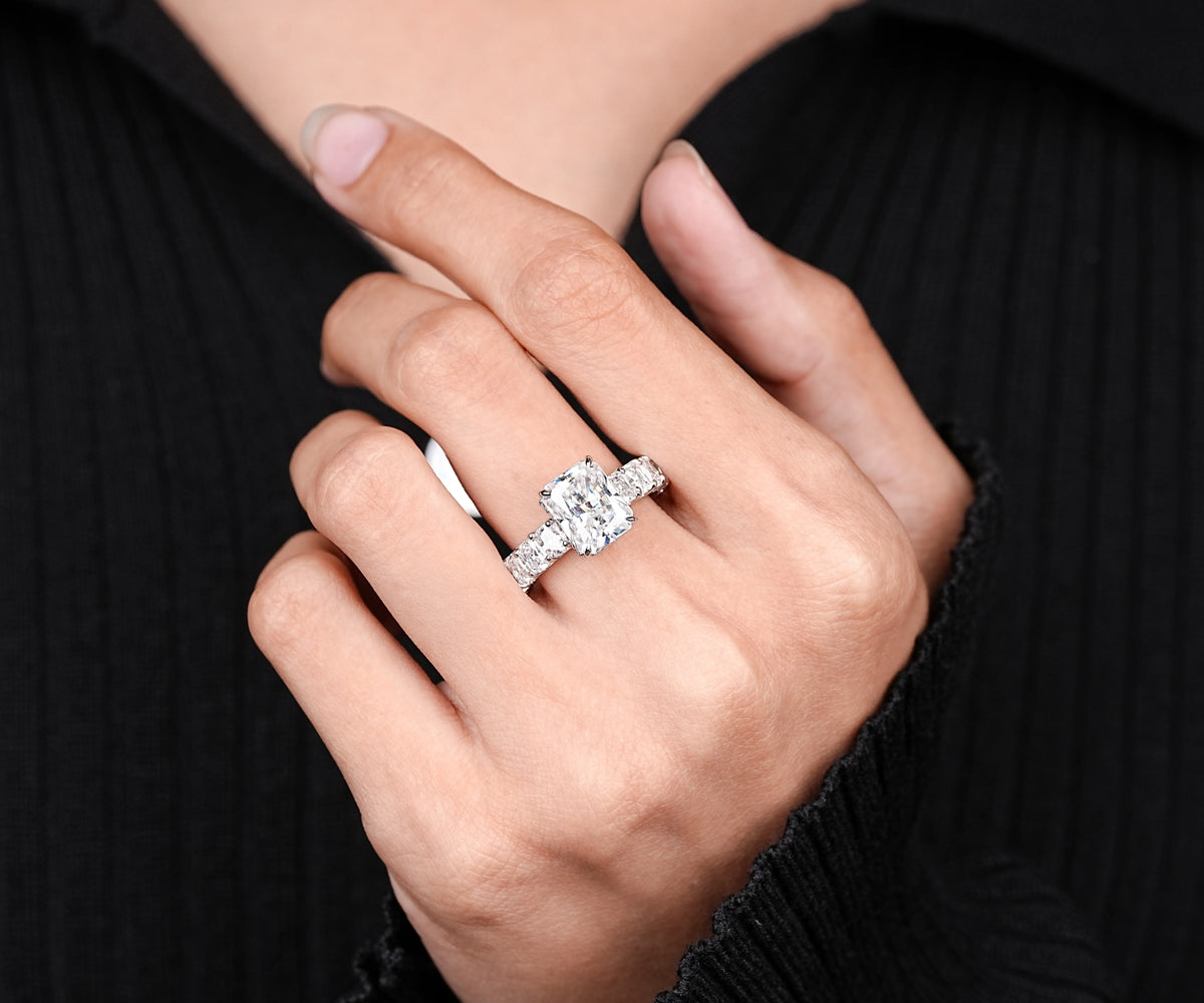 Hidden Halo Radiant Cut Lab Grown Diamond Engagement Ring