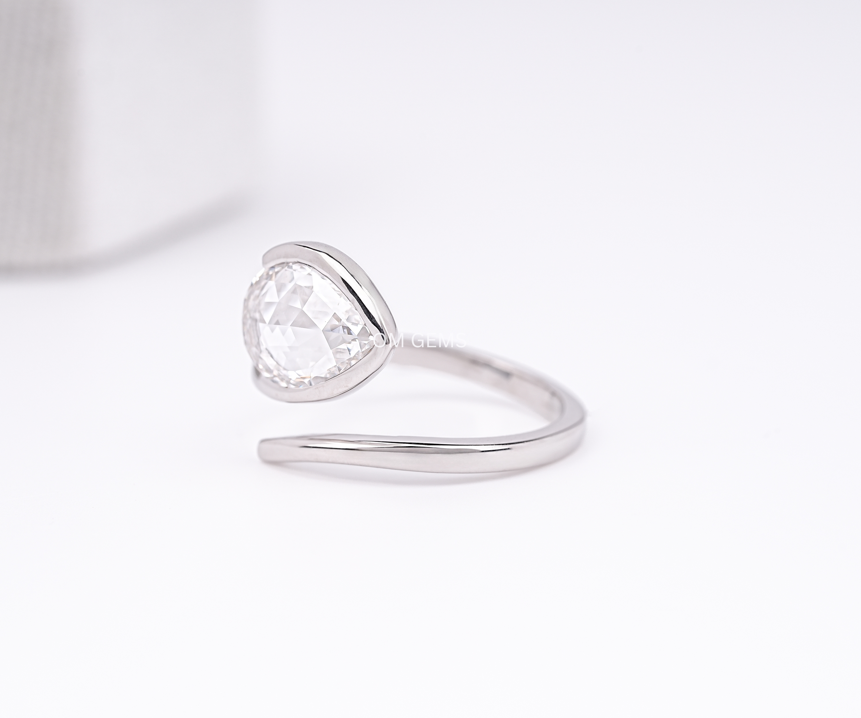 Rose Cut Pear Shaped Lab Grown Diamond Ring