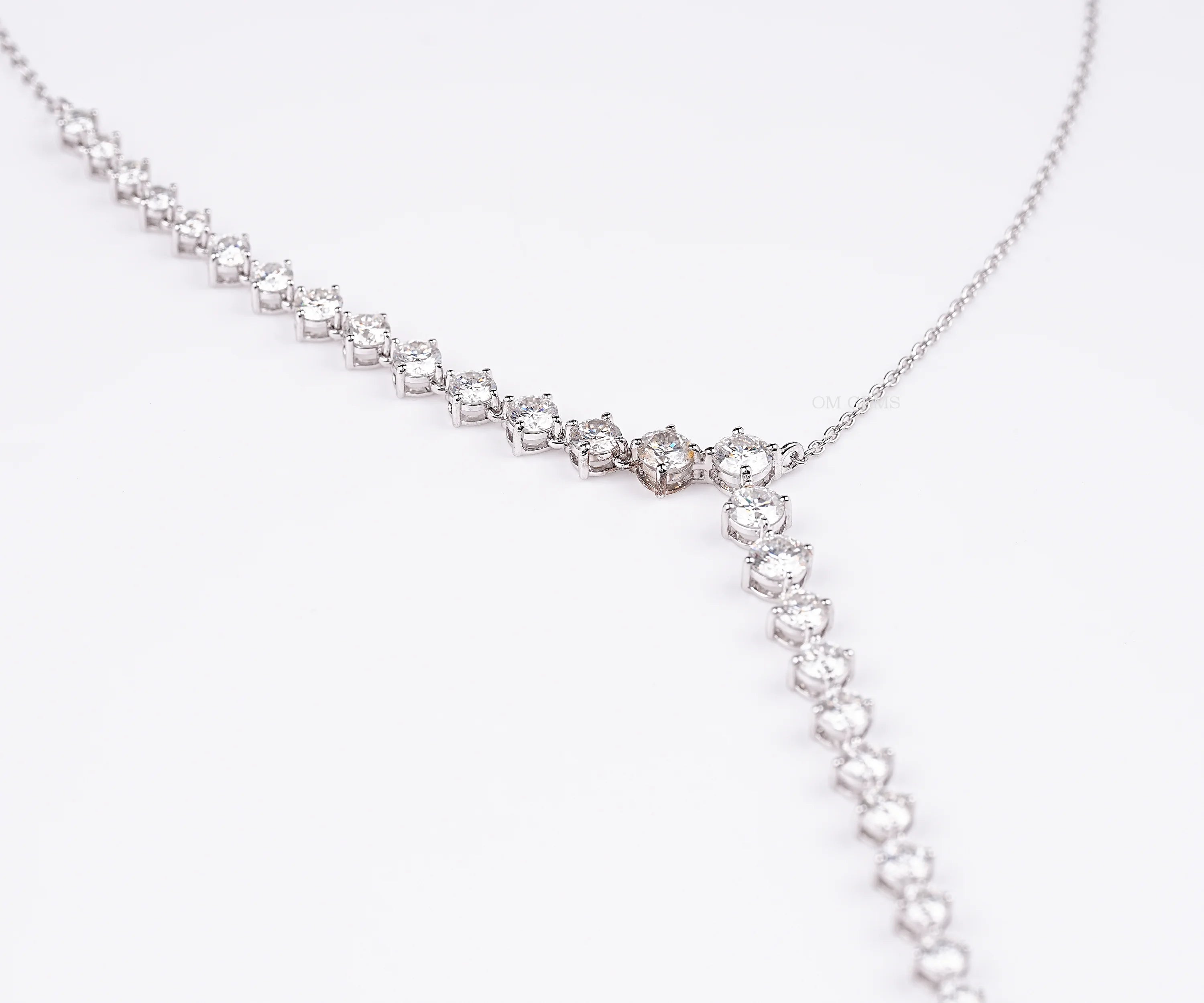 Round Diamond Y Collar Lariat Necklace