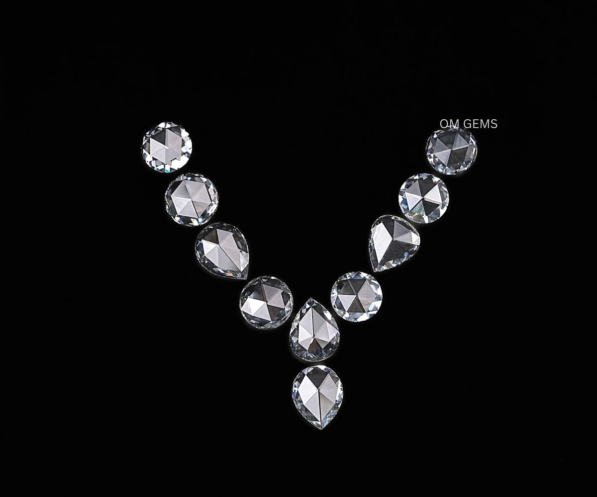 135 Carat Round and Pear Rose Cut Lab Grown Diamond Set for Necklace Making