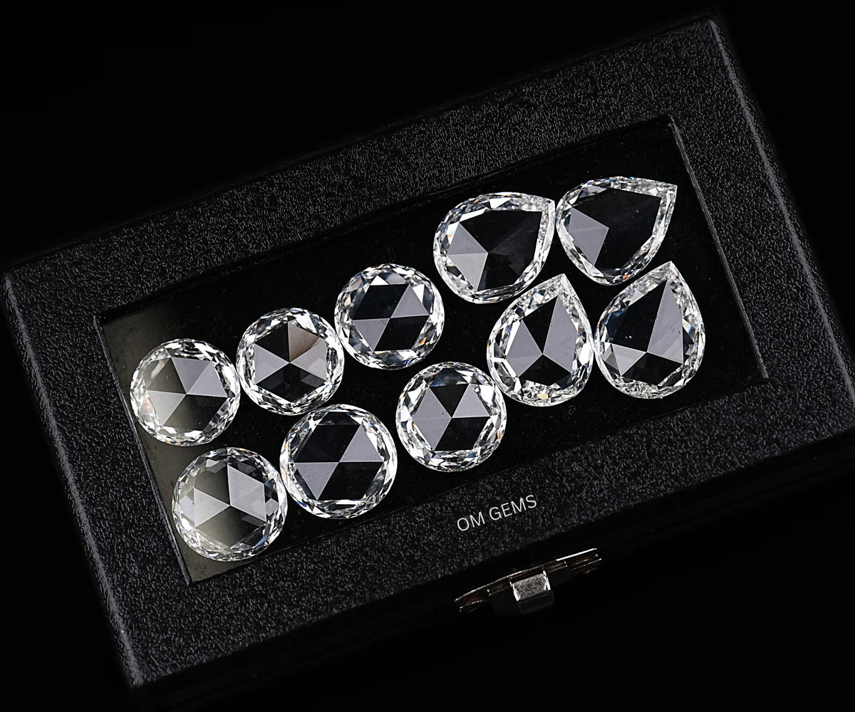 135 Carat Round and Pear Rose Cut Lab Grown Diamond Set for Necklace Making